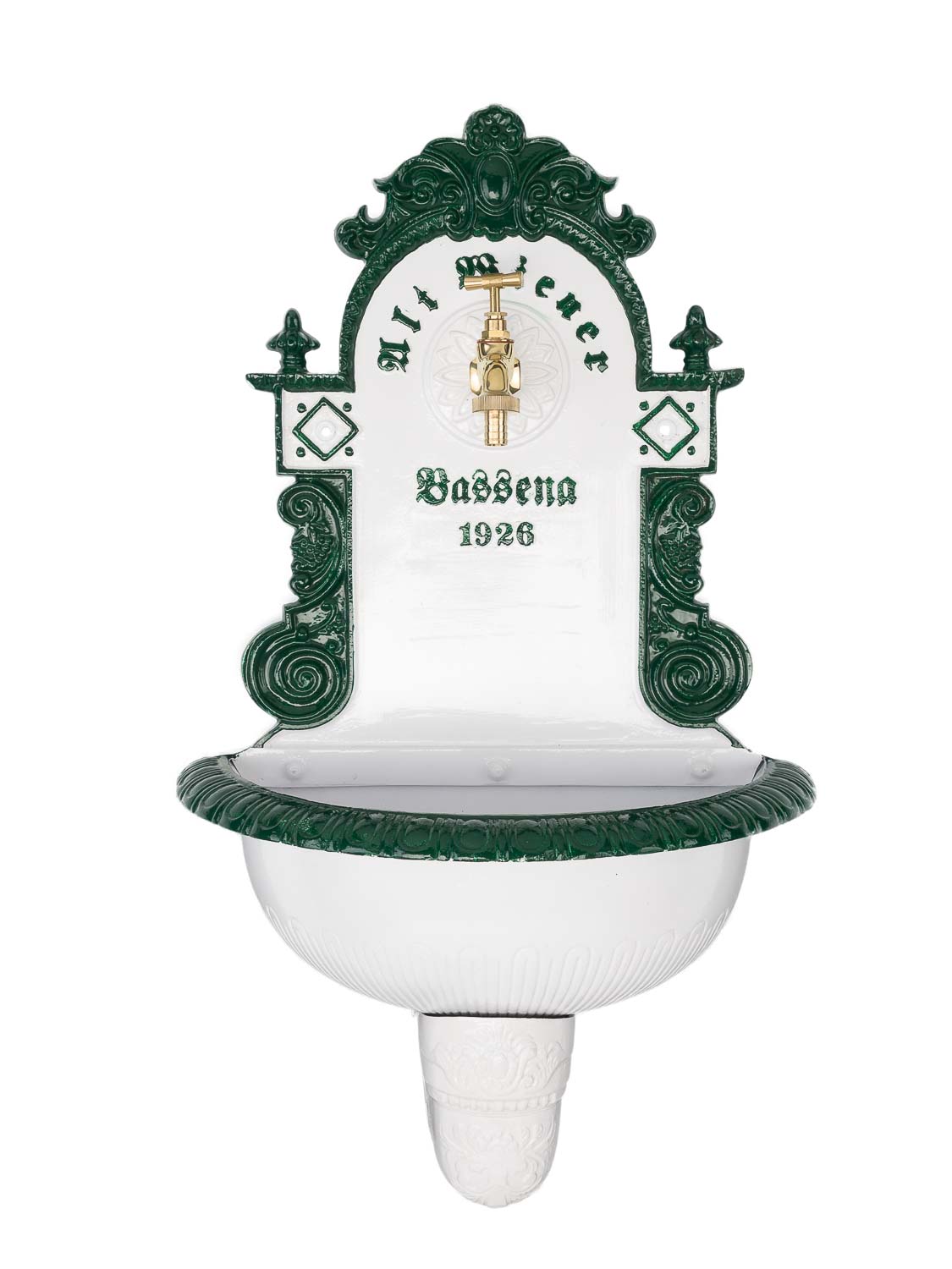 Brunnen Wandbrunnen 72cm Aluminium Waschbecken im Nostalgie antik Stil fountain