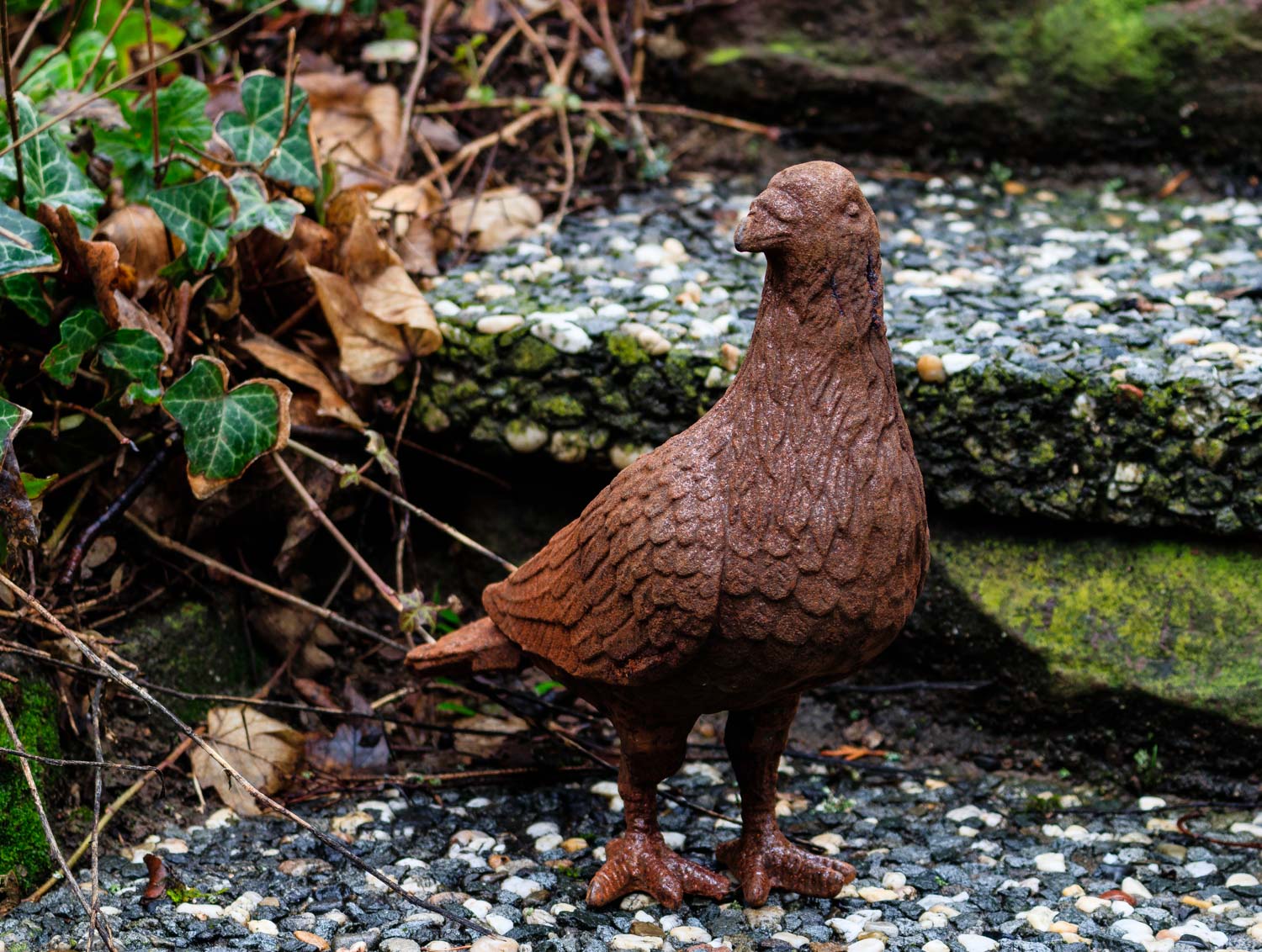 Gartenskulptur Vogel Figur Eisen Tier Garten Rost Eisenfigur Skulptur Antik-Stil