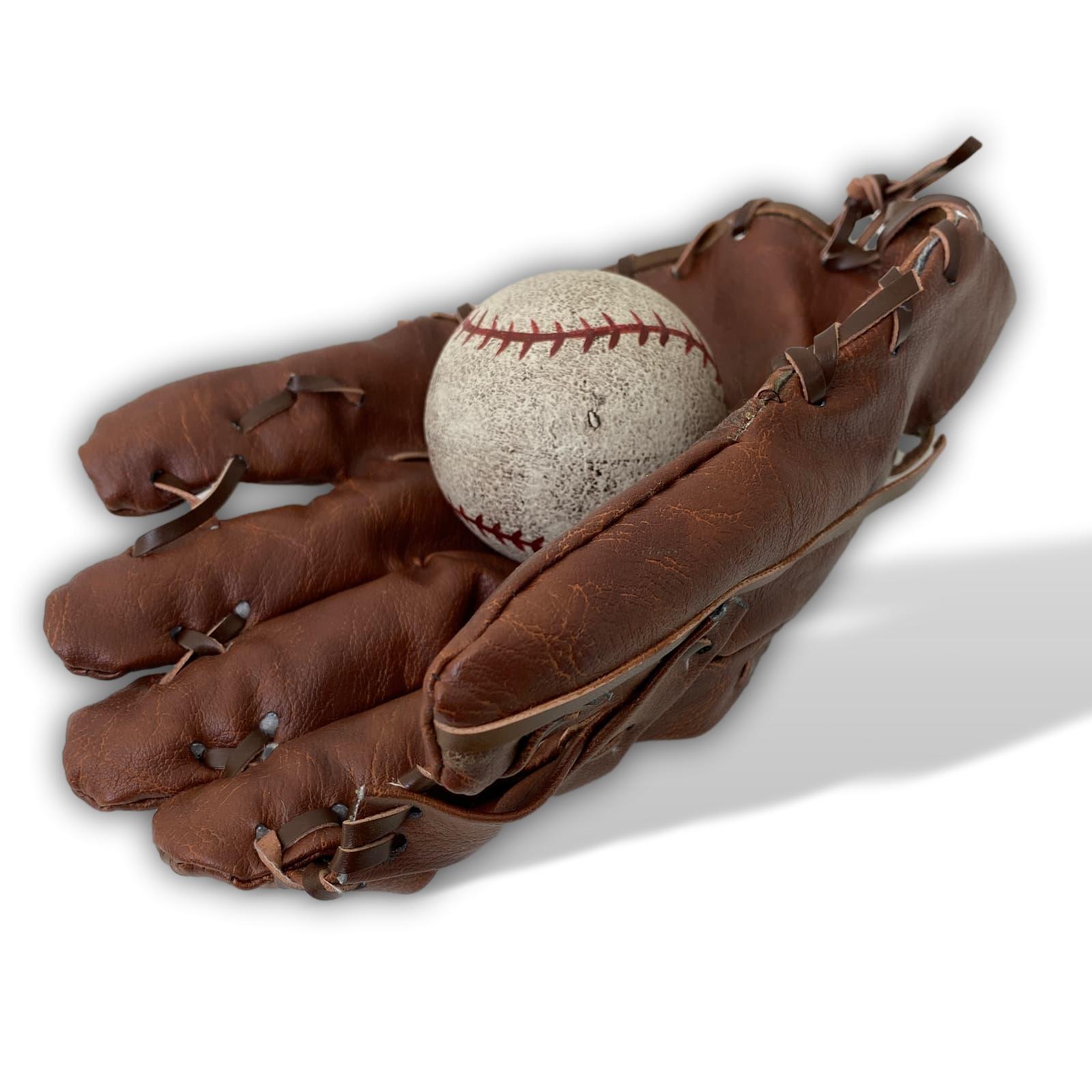 Baseball Handschuh mit Ball Dekoration Wanddeko USA Kunstleder Antik-Stil