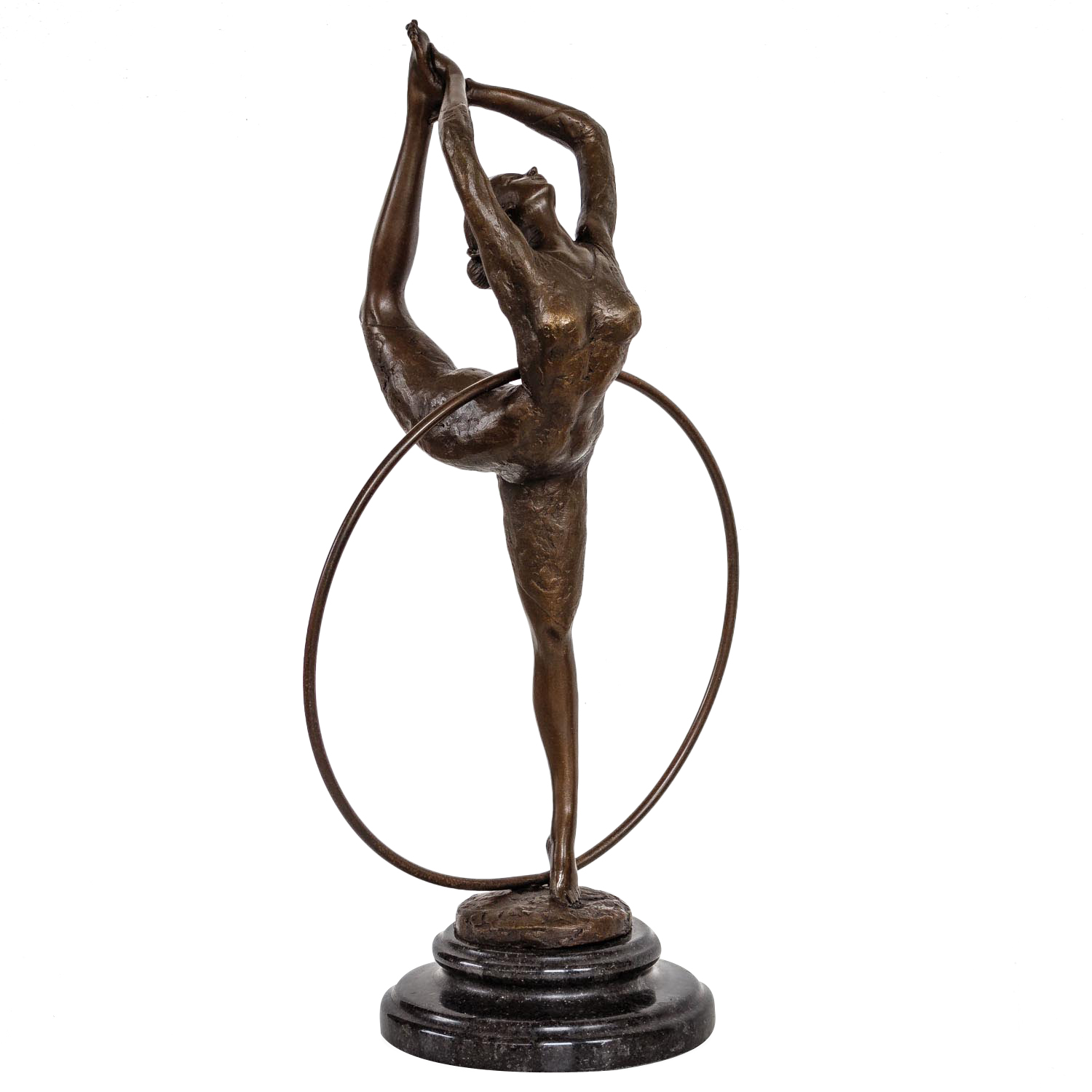 Bronzeskulptur Frau Tänzerin Ring Sport im Antik-Stil Bronze Figur Statue 40cm