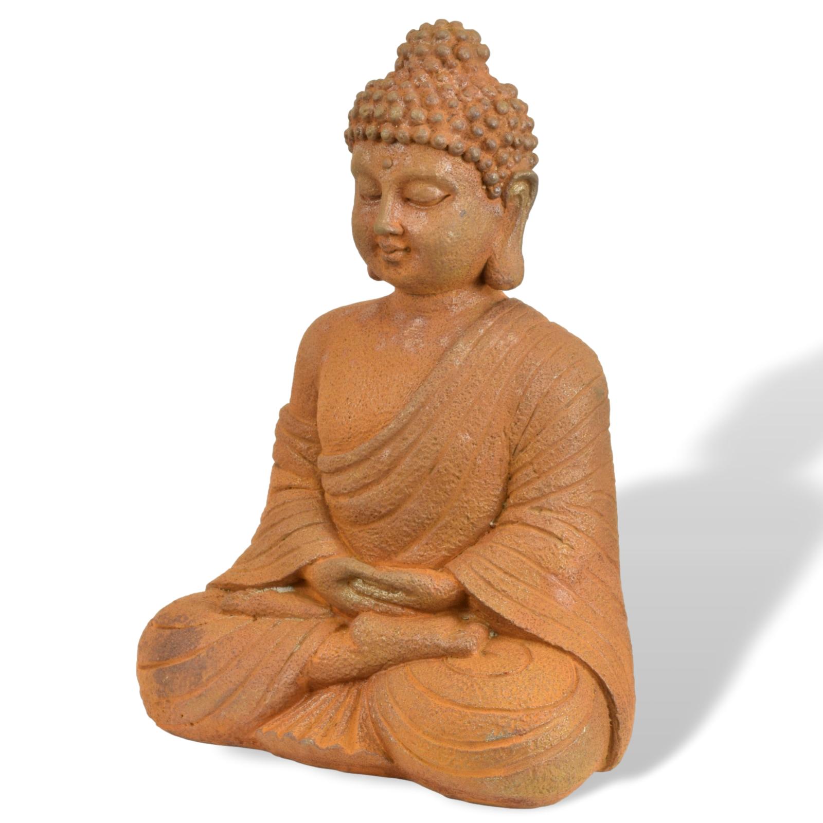 Figur Buddha aus Eisen Garten Rost Eisenfigur Skulptur Antik-Stil