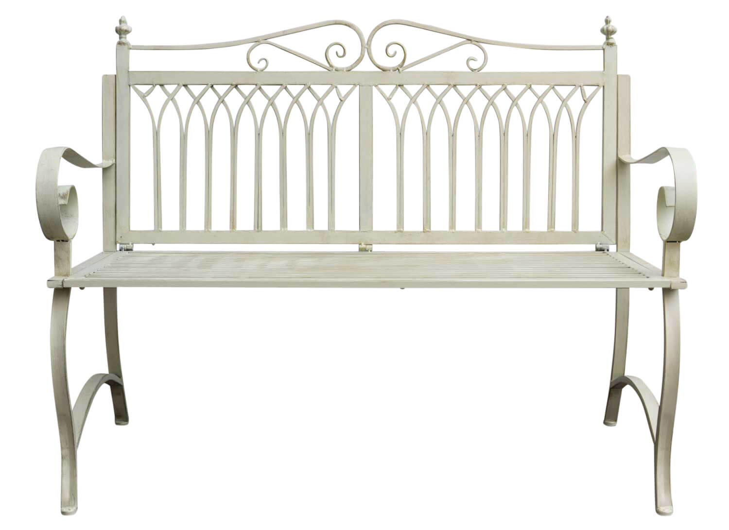 Gartenbank Bank Antik-Stil Garten Metall creme weiß Gartenmöbel Parkbank 119cm