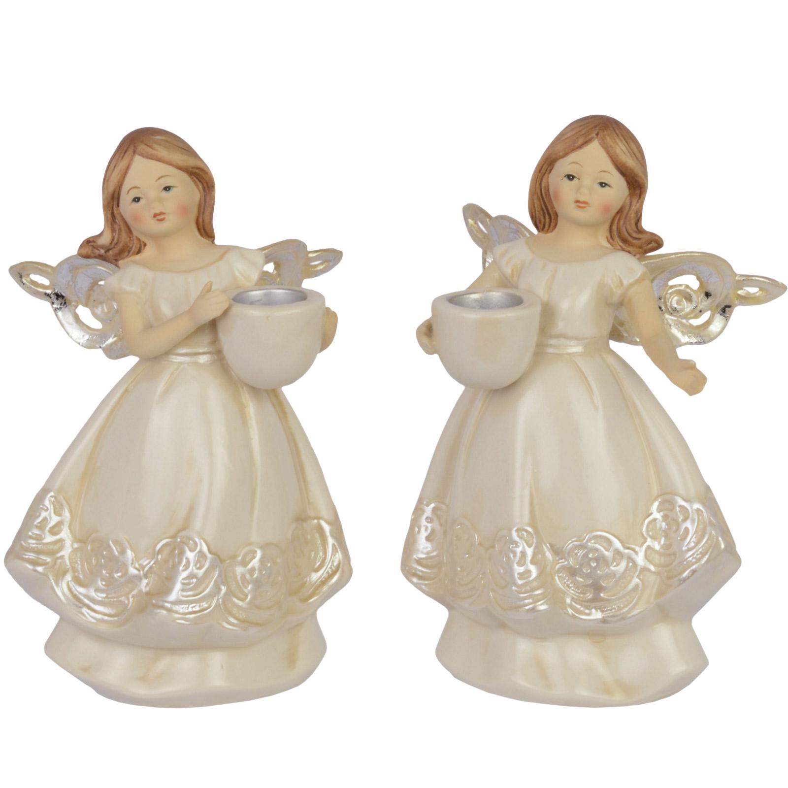 2 Kerzenständer Weihnachten Kerzenhalter Dekoration Porzellan 18cm Antik-Stil