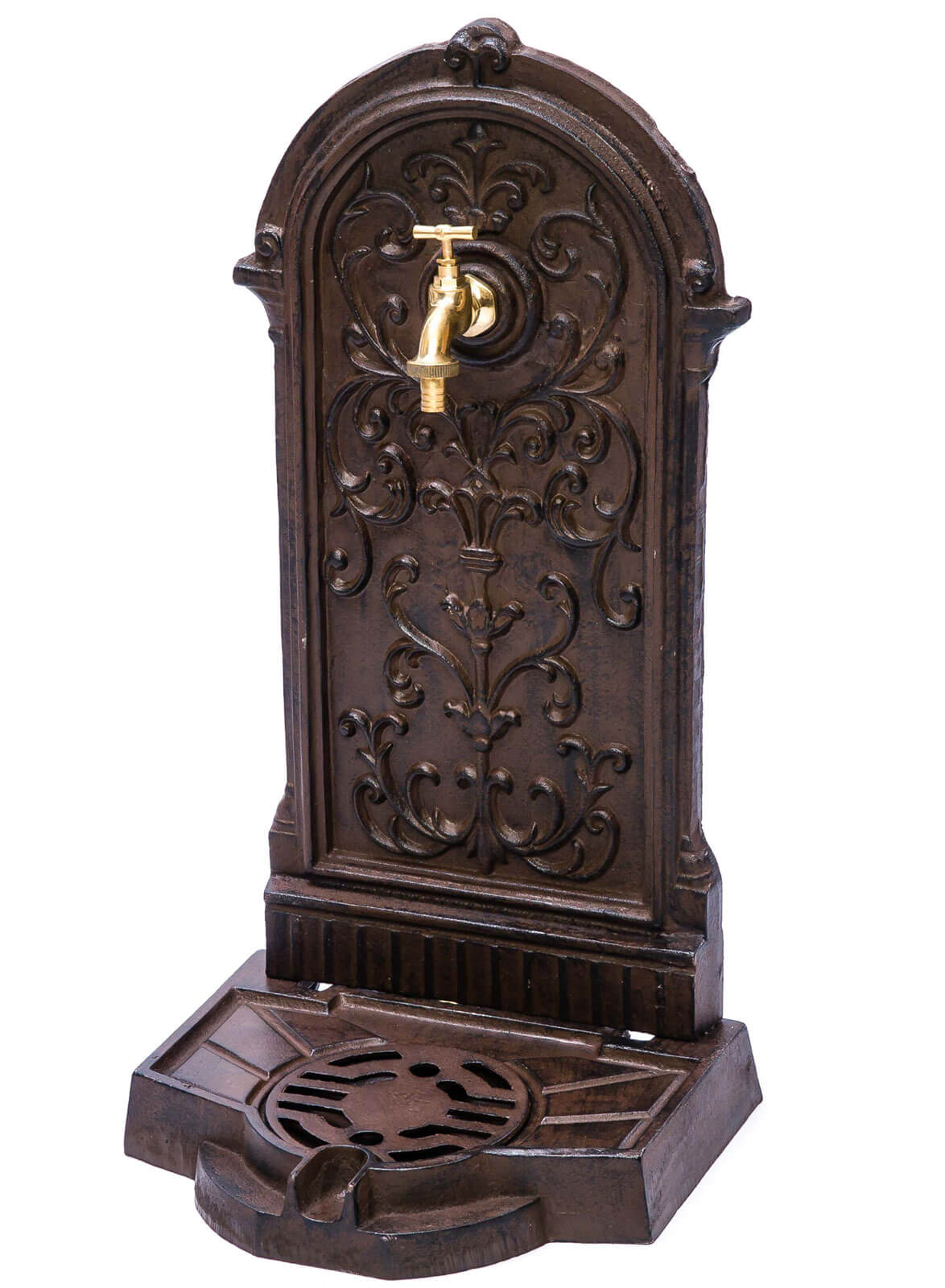 STANDBRUNNEN 64CM 11KG WASCHBECKEN BRUNNEN EISEN BRAUN WANDBRUNNEN ANTIK STIL