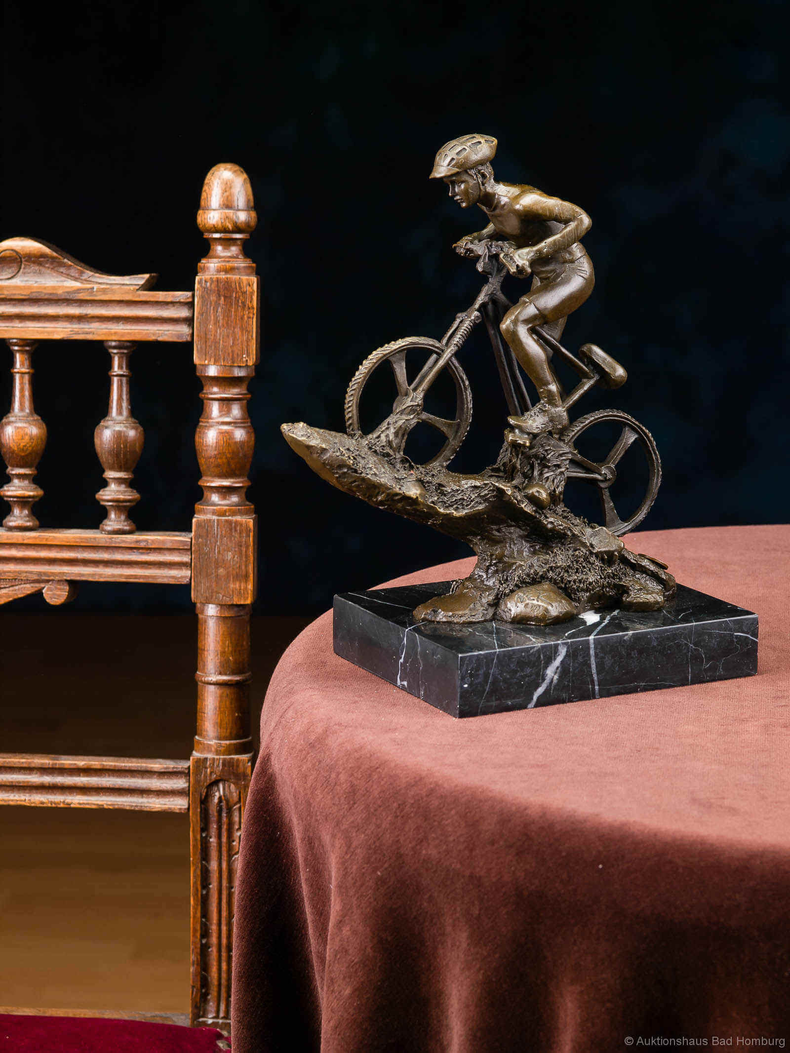 BRONZE SKULPTUR MOUNTAINBIKE 25CM BIKER RADSPORT FAHRRAD FIGUR POKAL BRONZEFIGUR