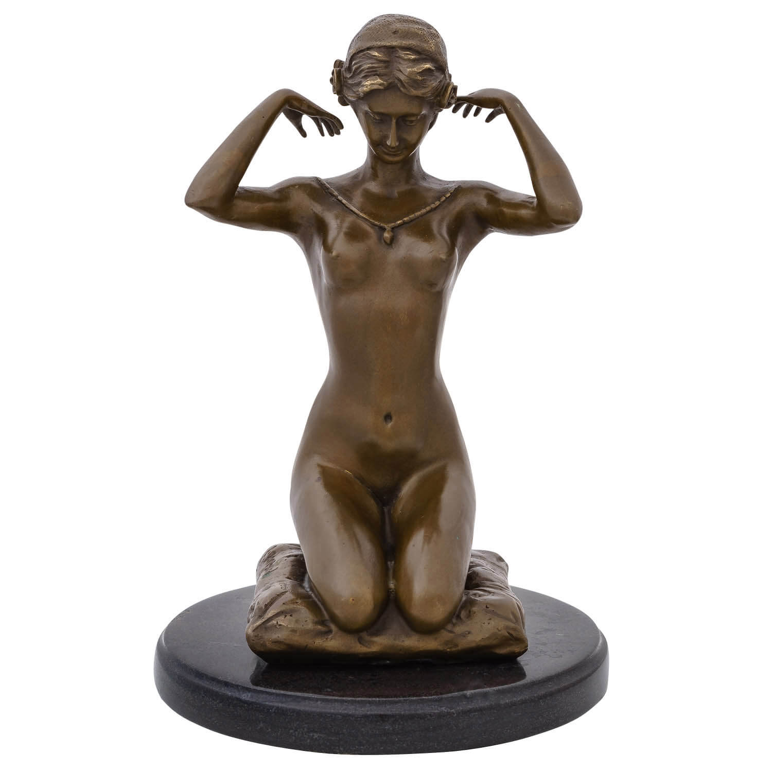 Bronzefigur kniende Frau nach Paul Ponsard Bronze Skulptur 28cm Replik Kopie