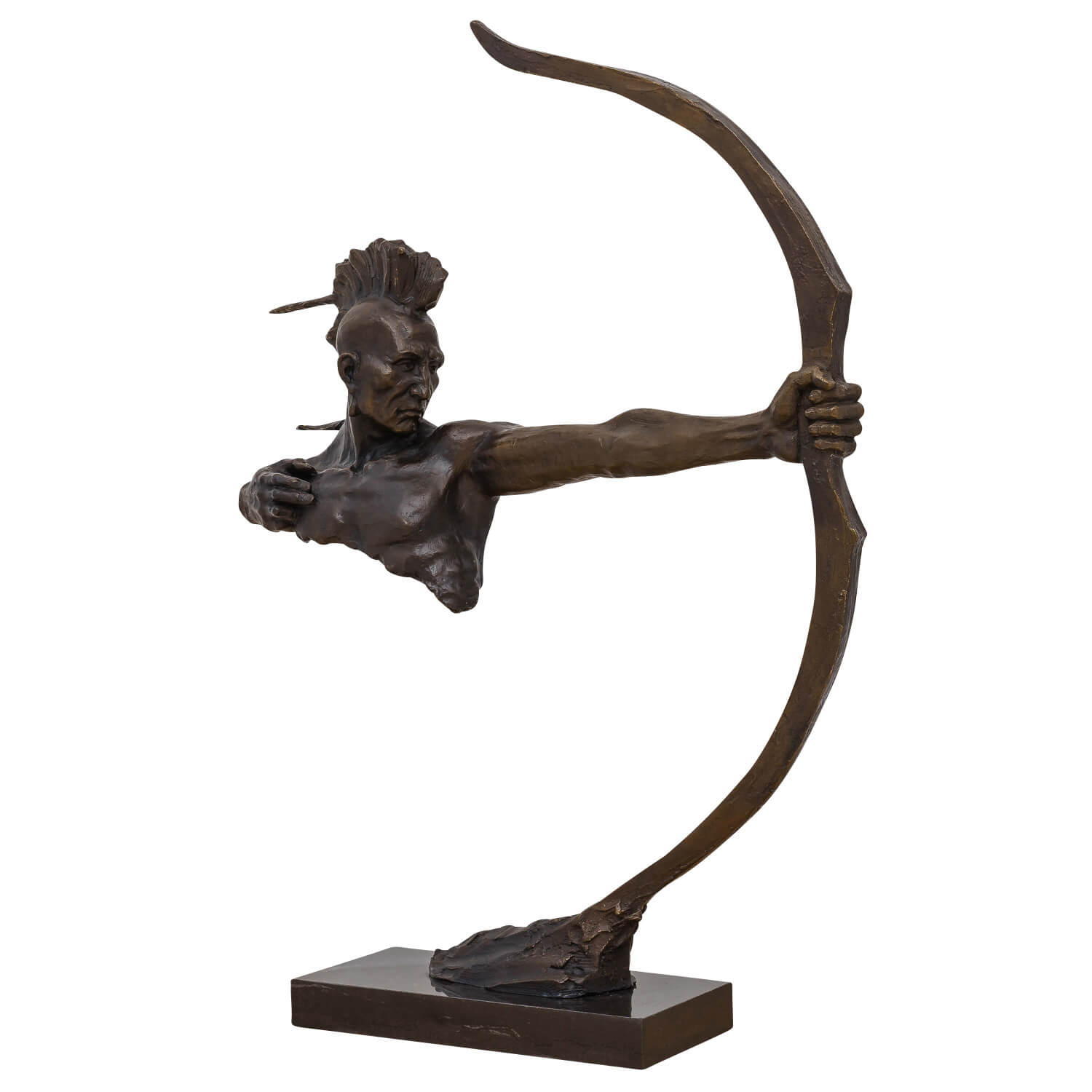 Bronzeskulptur Indianer mit Bogen Dekoration Moderne Skulptur Antik-Stil 86cm