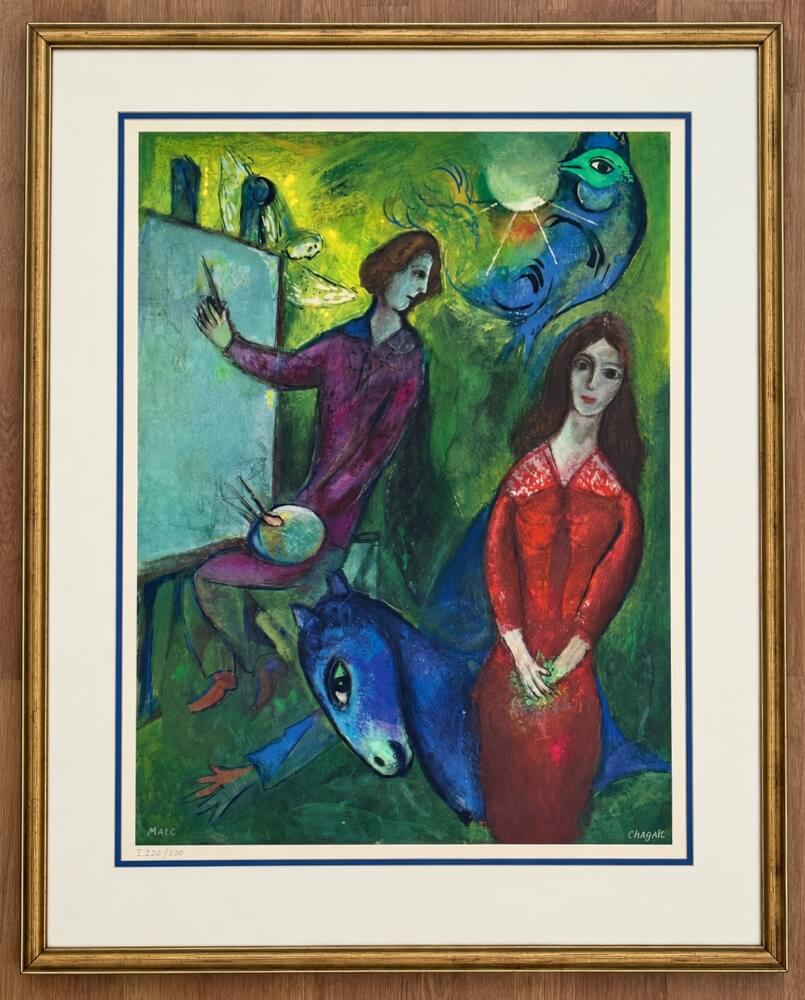 gerahmter Kunstdruck, Figurative Kunst, bunte Farben, Holzrahmen, limitierte Auflage