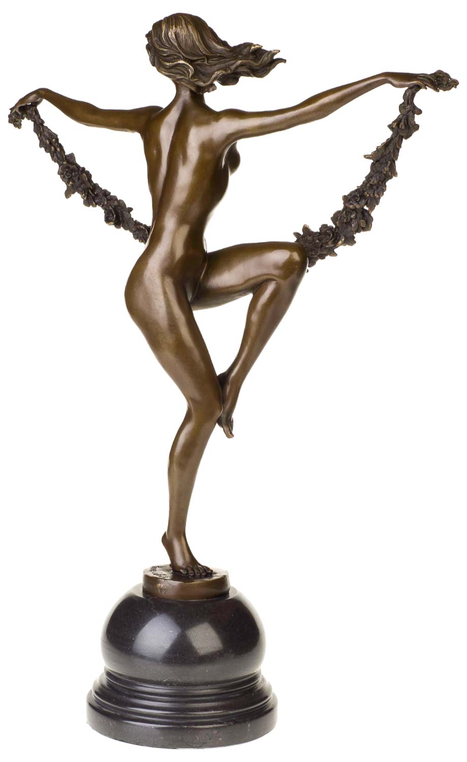Bronzeskulptur Tänzerin Blume im Antik-Stil Bronze Figur Statue - 54cm