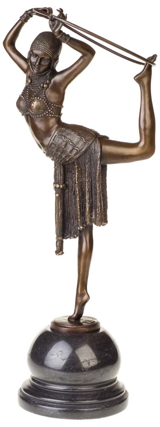 Bronzeskulptur Tänzerin mit Ring Artdeco Bronze Figur Skulptur 54cm sculpture