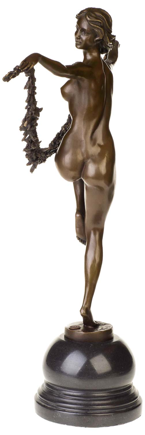 Bronzeskulptur Tänzerin Blume im Antik-Stil Bronze Figur Statue - 54cm
