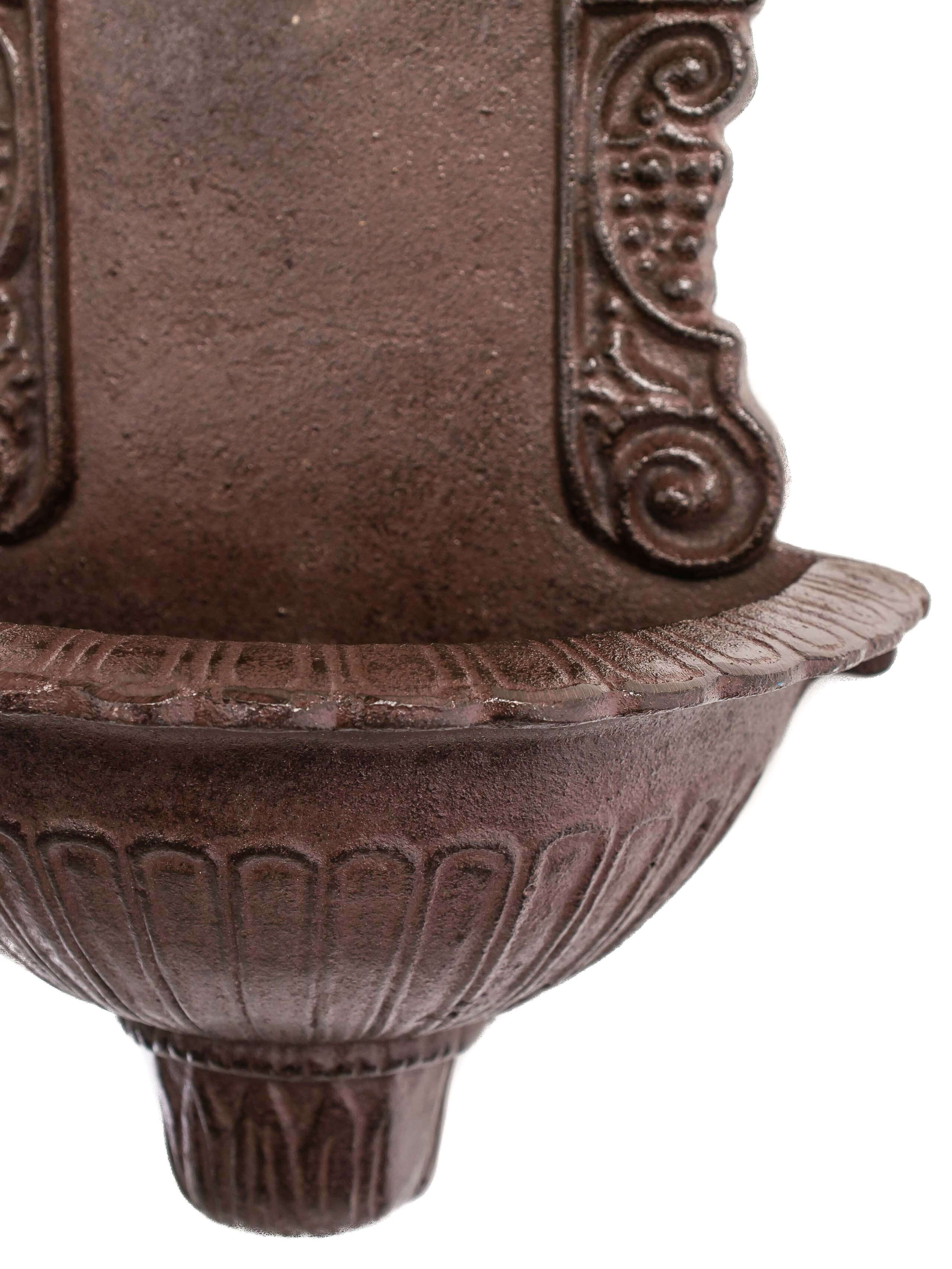 MINI WASCHBECKEN 40CM WANDBRUNNEN WEIN GUSSEISEN ANTIK STIL BRUNNEN BRAUN