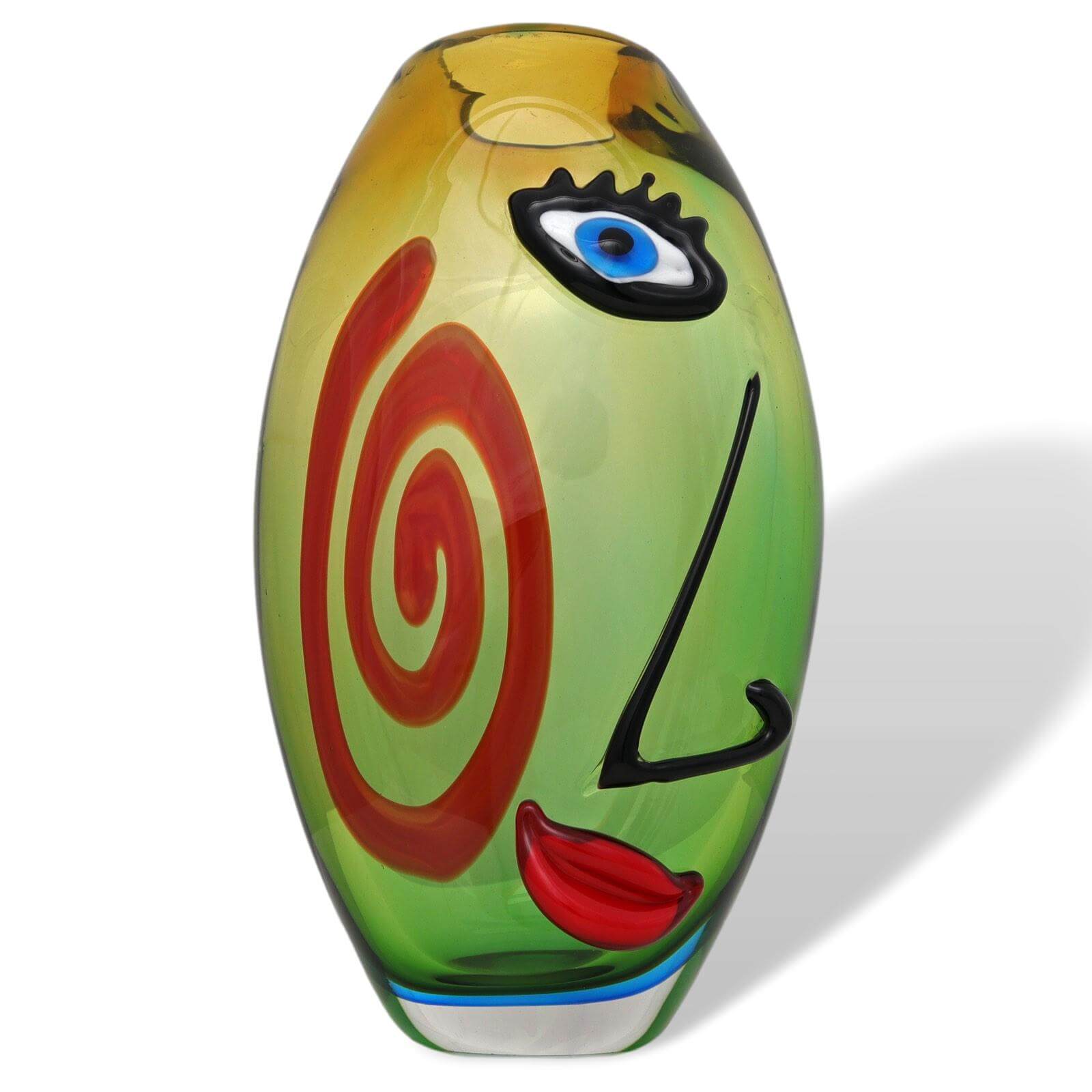 Glasvase Tischvase Gesicht Moderne Kunst im Murano-Antik-Stil Vase Glas Abstrakt