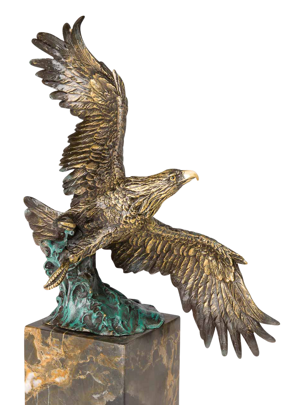 Bronzeskulptur Skulptur Adler im Flug Königsadler Bronze 33cm im Antik-Stil