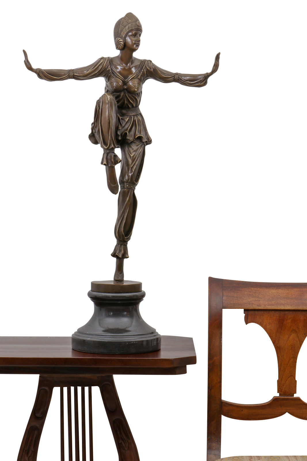 Bronzeskulptur Tänzerin Frau Bronze Figur Statue im Antik-Stil - 75cm