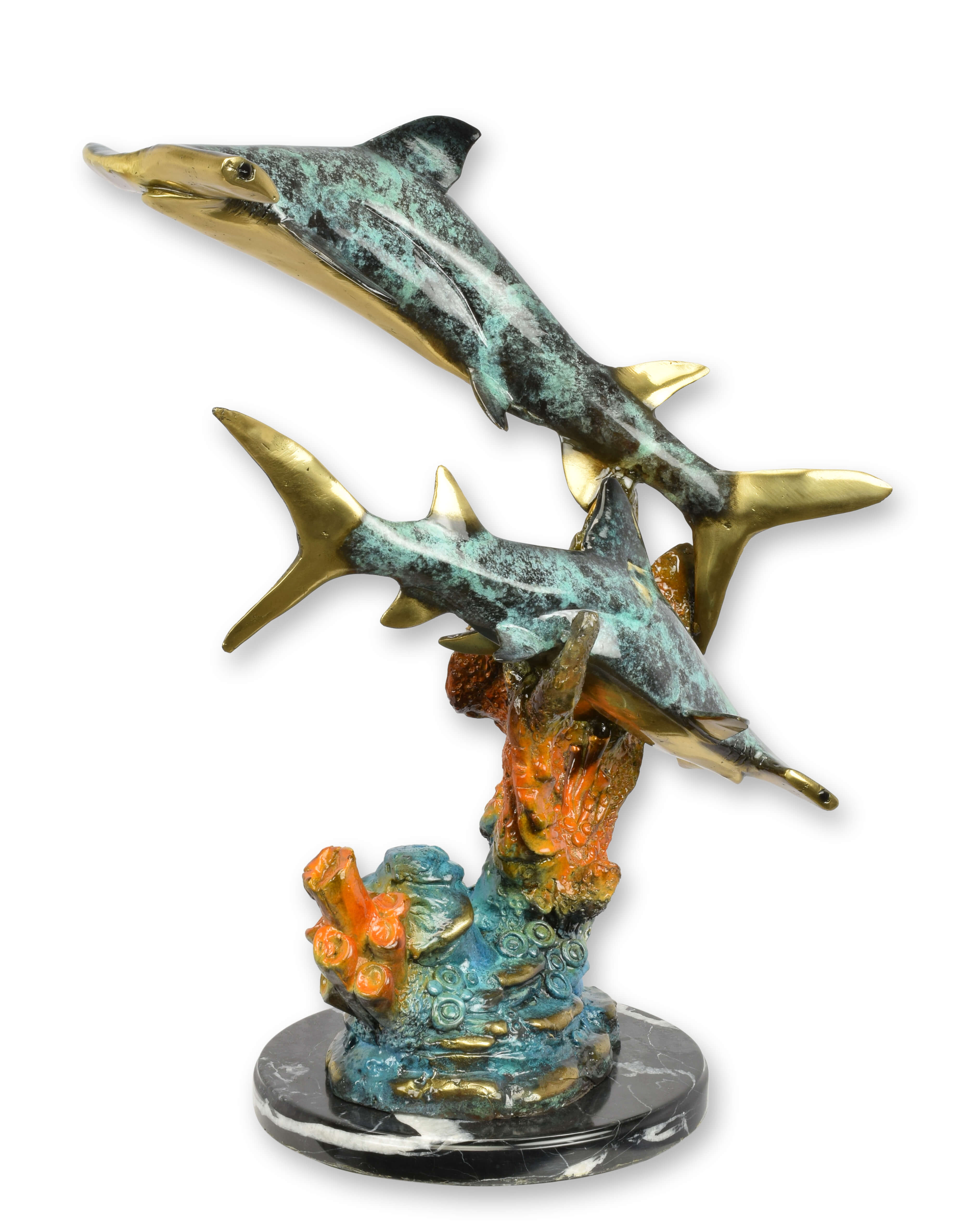Figur, Bronze, Fische, Leben im Meer, Hai