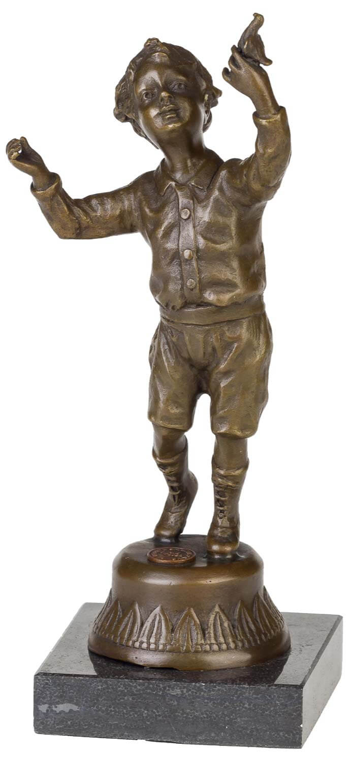 Bronzeskulptur Junge Vogel im Antik-Stil Bronze Figur Statue 23cm