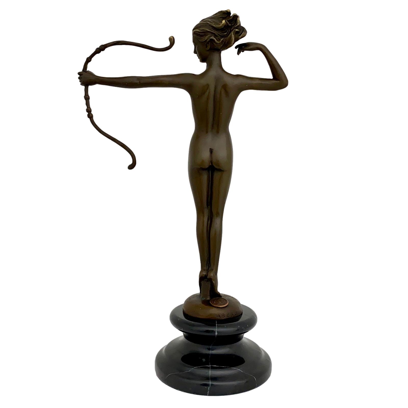 Bronzeskulptur Diana mit Bogen Antik-Stil Bronze Figur Statue Bronzefigur