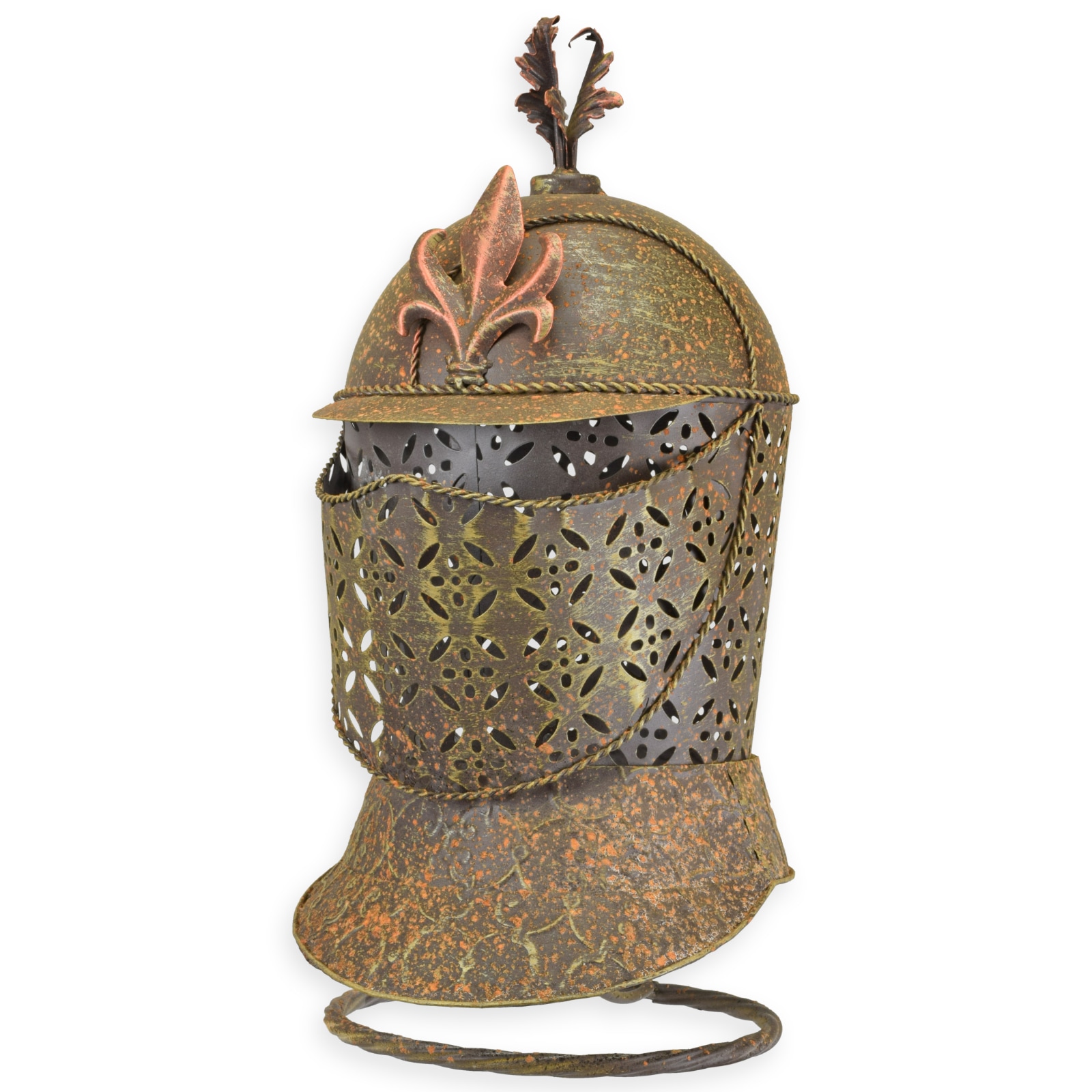 Ritterhelm mit Ständer LARP Ritter Krieger Dekoration Metall 47cm Antik-Stil