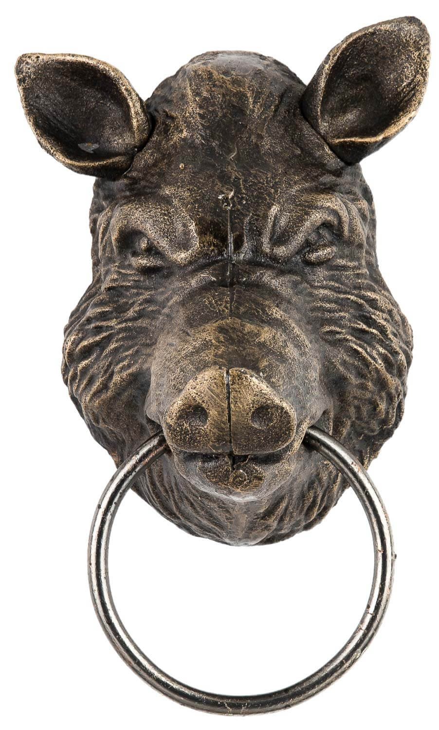 Handtuchhalter Wildschwein Kopf Figur Skulptur Eisen Antik-Stil - 25cm