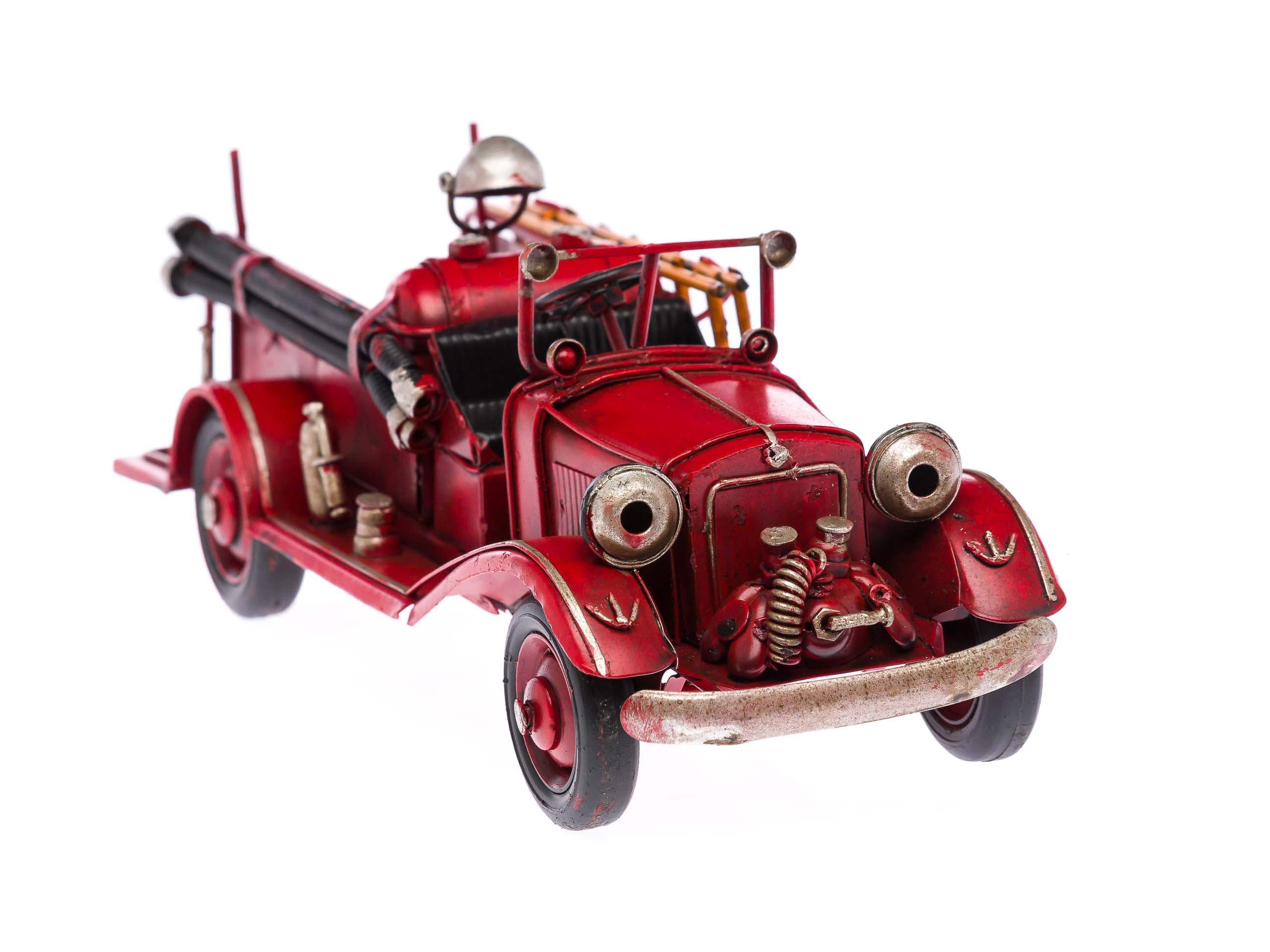 Nostalgie Feuerwehrauto Modellfahrzeug Feuerwehr 25,5cm Auto Blech firetruck