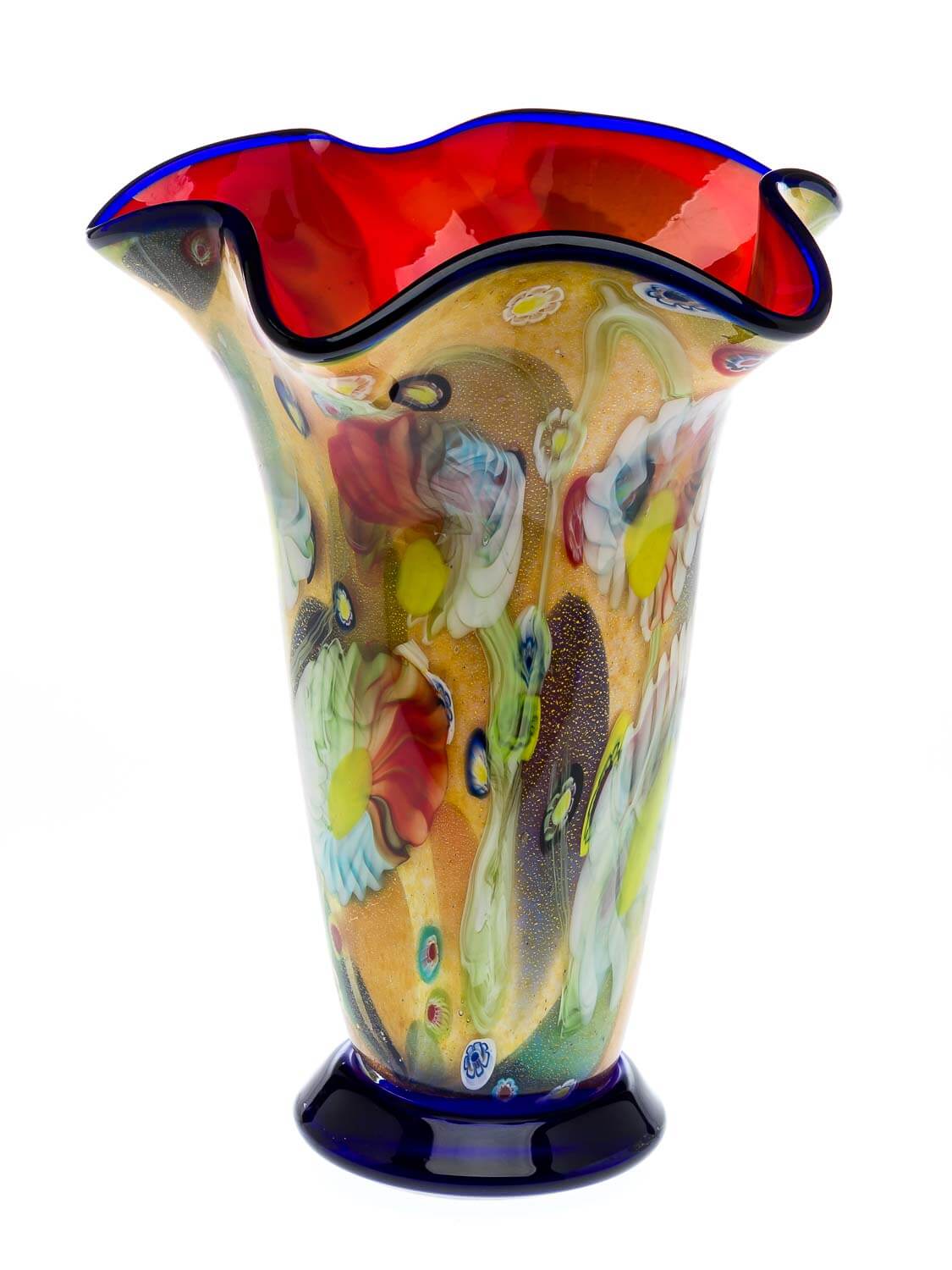 Glasvase 4,8kg Glas Vase Italien Murano Stil Höhe 37cm schwere Tischvase glass