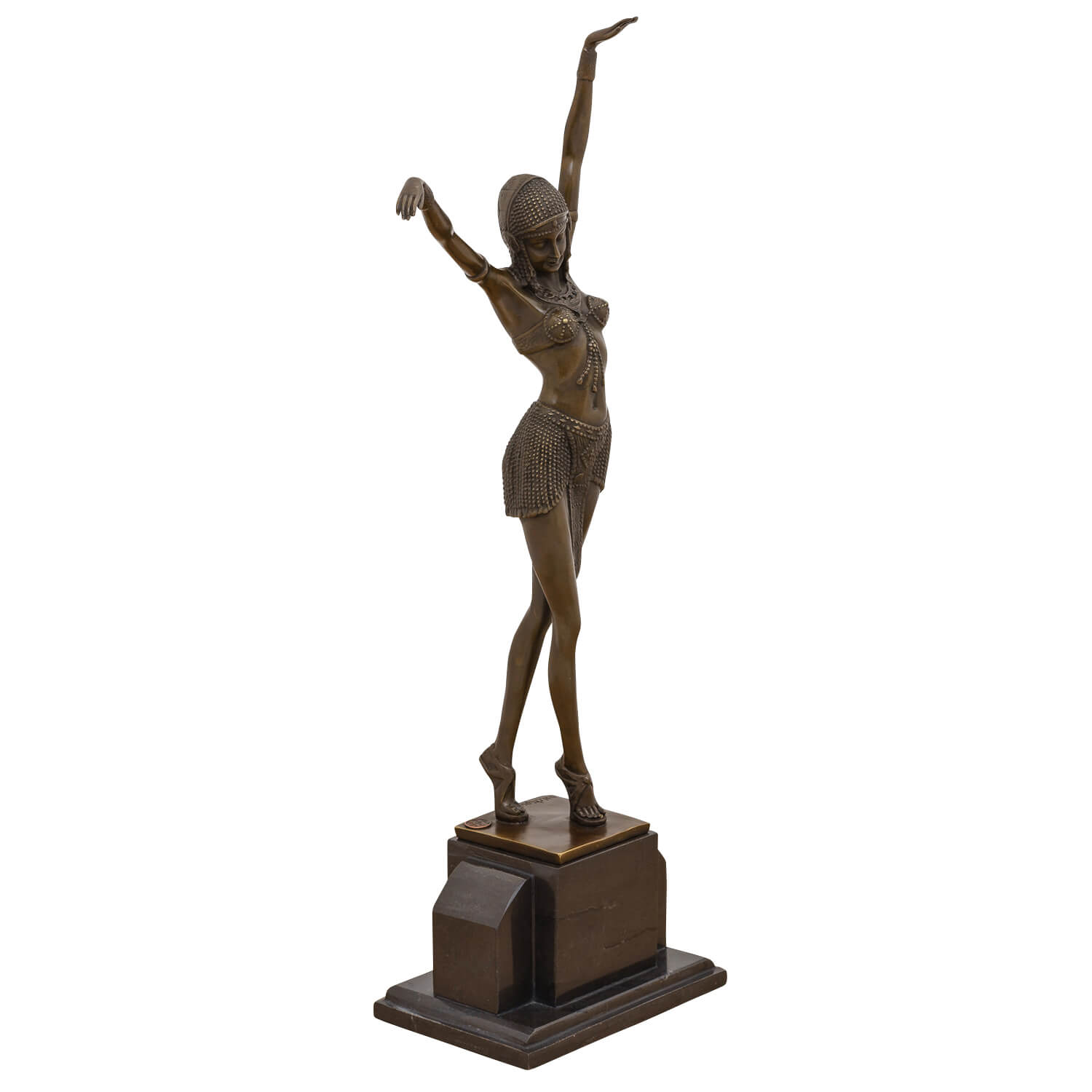 Bronzeskulptur Ägyptische Tänzerin nach Chiparus Antik-Stil 55cm Replik Kopie