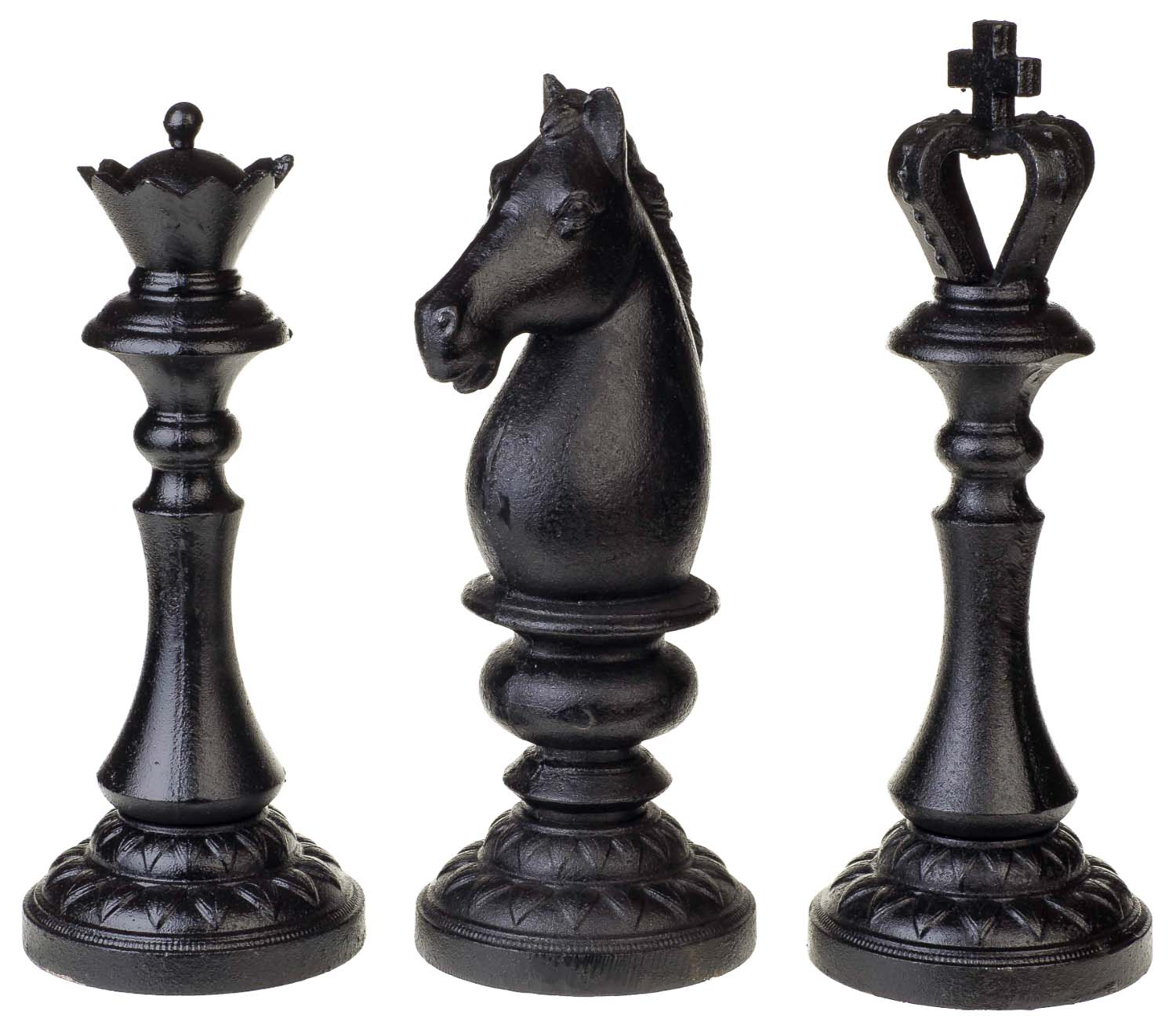 Schachfiguren 34cm Figur Pferd König Dame Schach Gusseisen Eisen im Antik-Stil