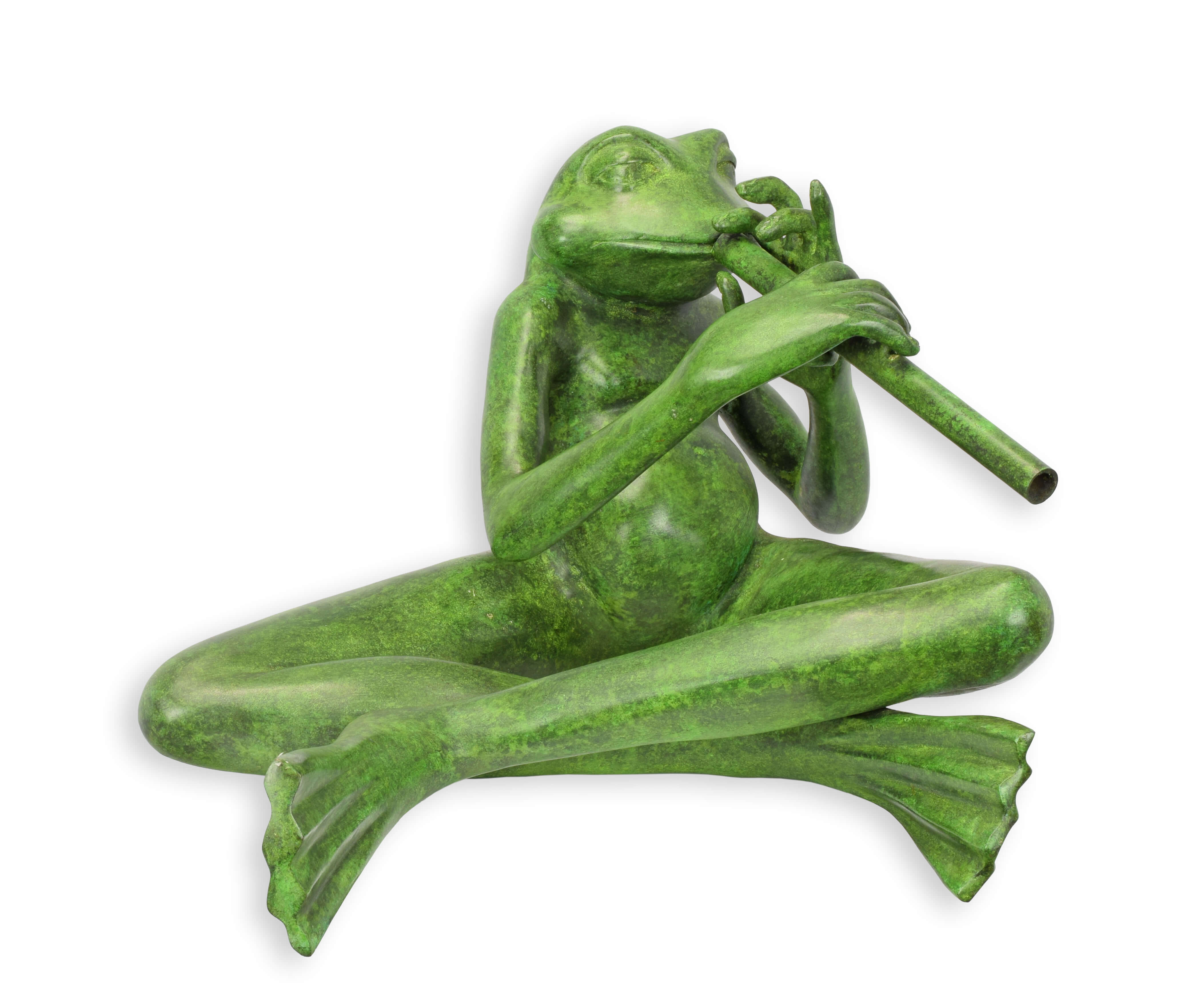 grüne statue, froschfigur, geblasenes glas, hohler rohr instrument, sitzende pose