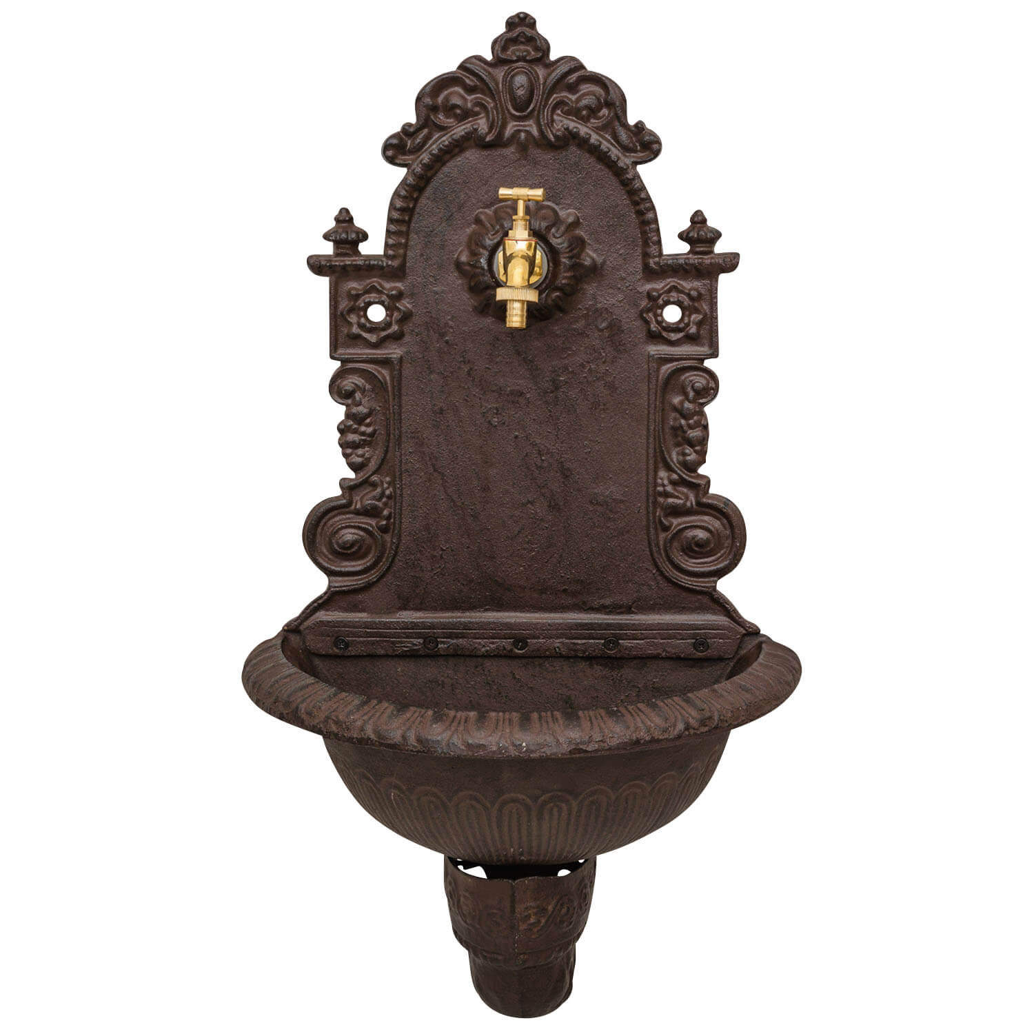 Waschbecken Wandbrunnen Garten Eisen Antik-Stil Brunnen braun 75cm