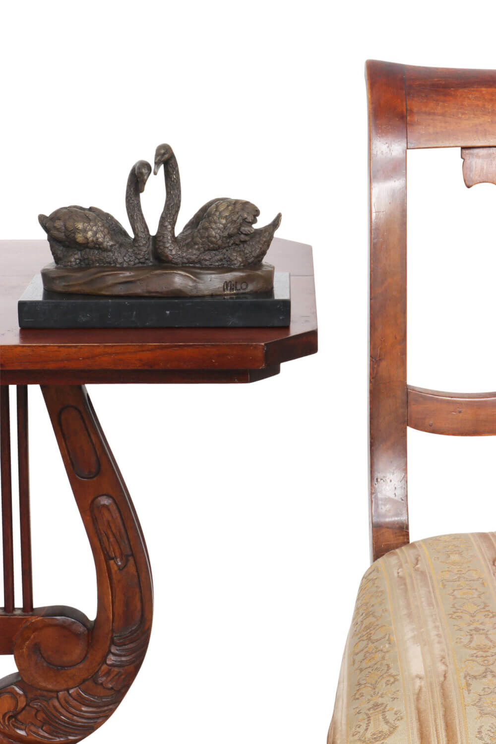 Skulptur Schwan Schwanenpaar Antik-Stil Bronzeskulptur Bronze Figur Statue 20cm