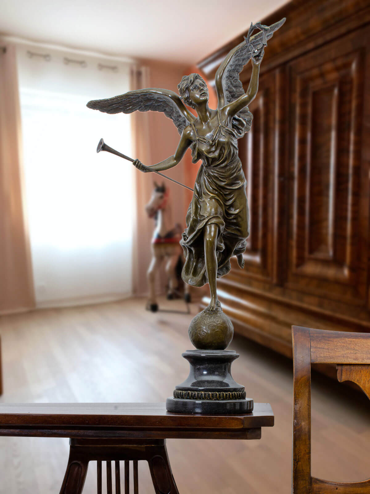 Bronzeskulptur Nike Göttin nach Pierre Biard im Antik-Stil 66cm Replik Kopie