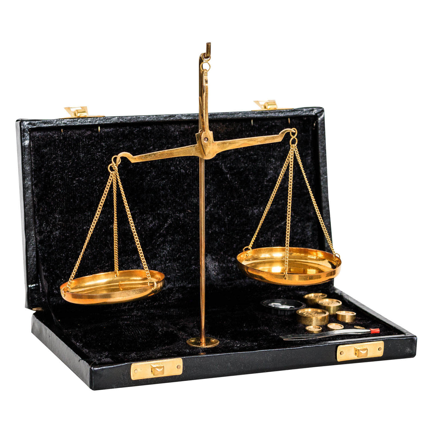Waage Feinwaage Goldwaage im Etui Messing Apothekerwaage Antik-Stil - 21cm