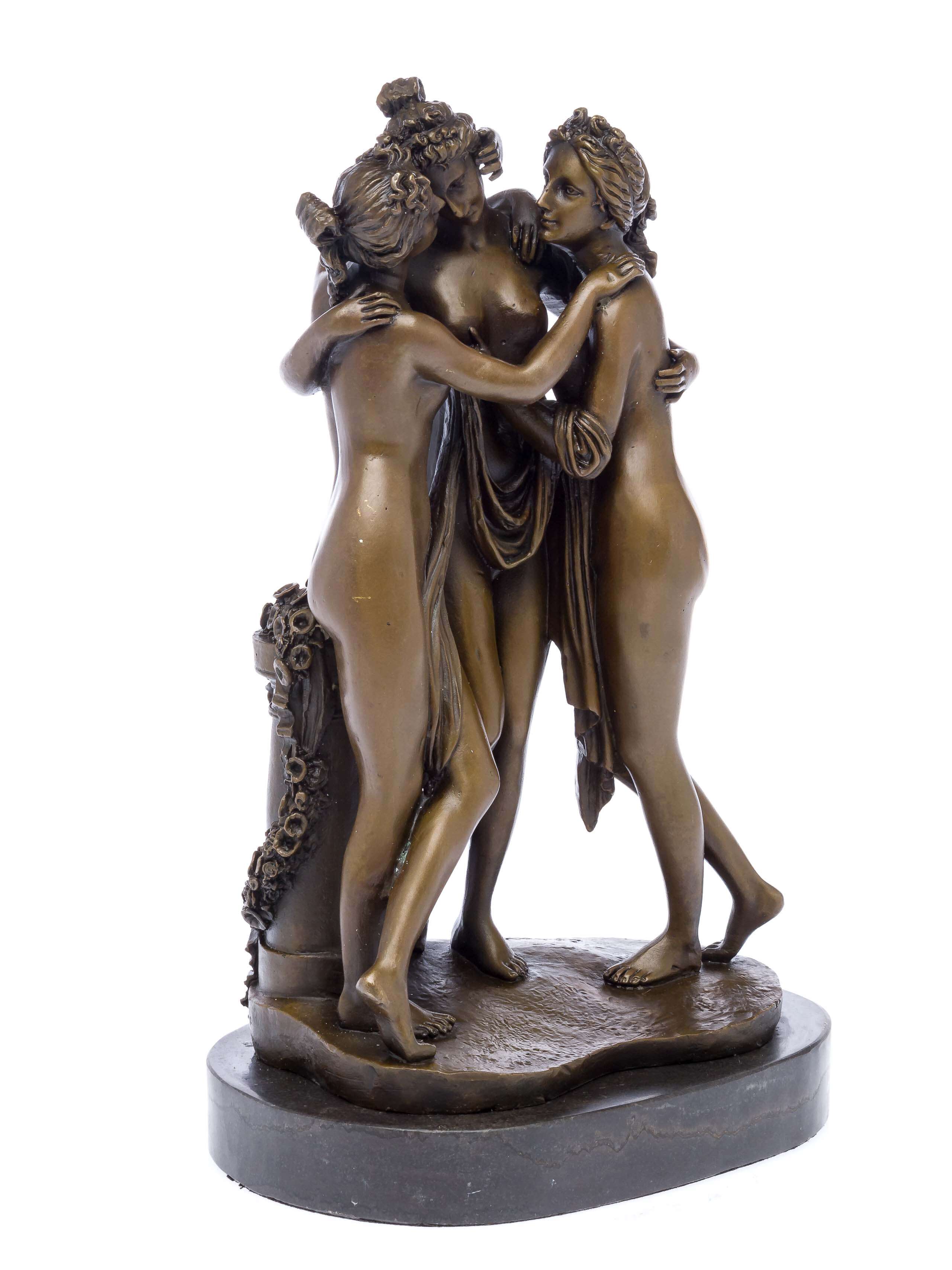Bronzeskulptur drei Grazien nach Canova erotische Kunst 32cm Bronze sculpture