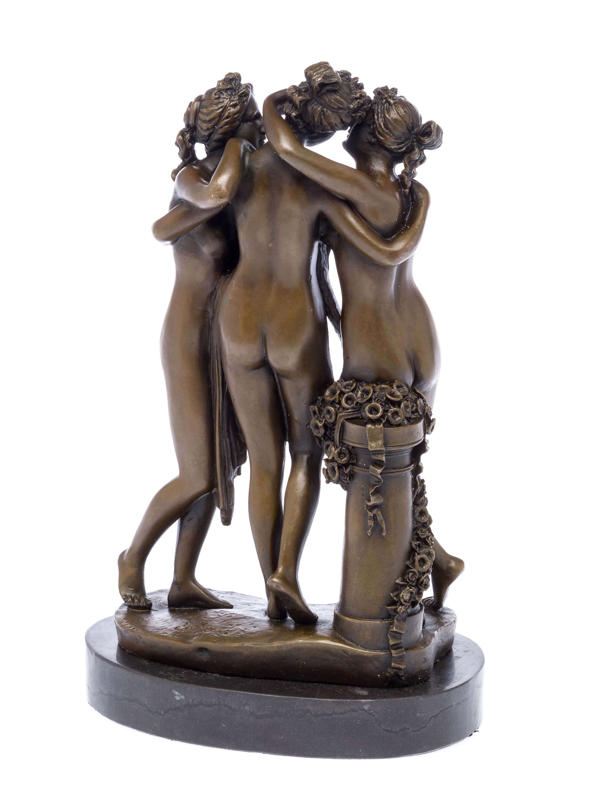 Bronzeskulptur drei Grazien nach Canova erotische Kunst 32cm Bronze sculpture