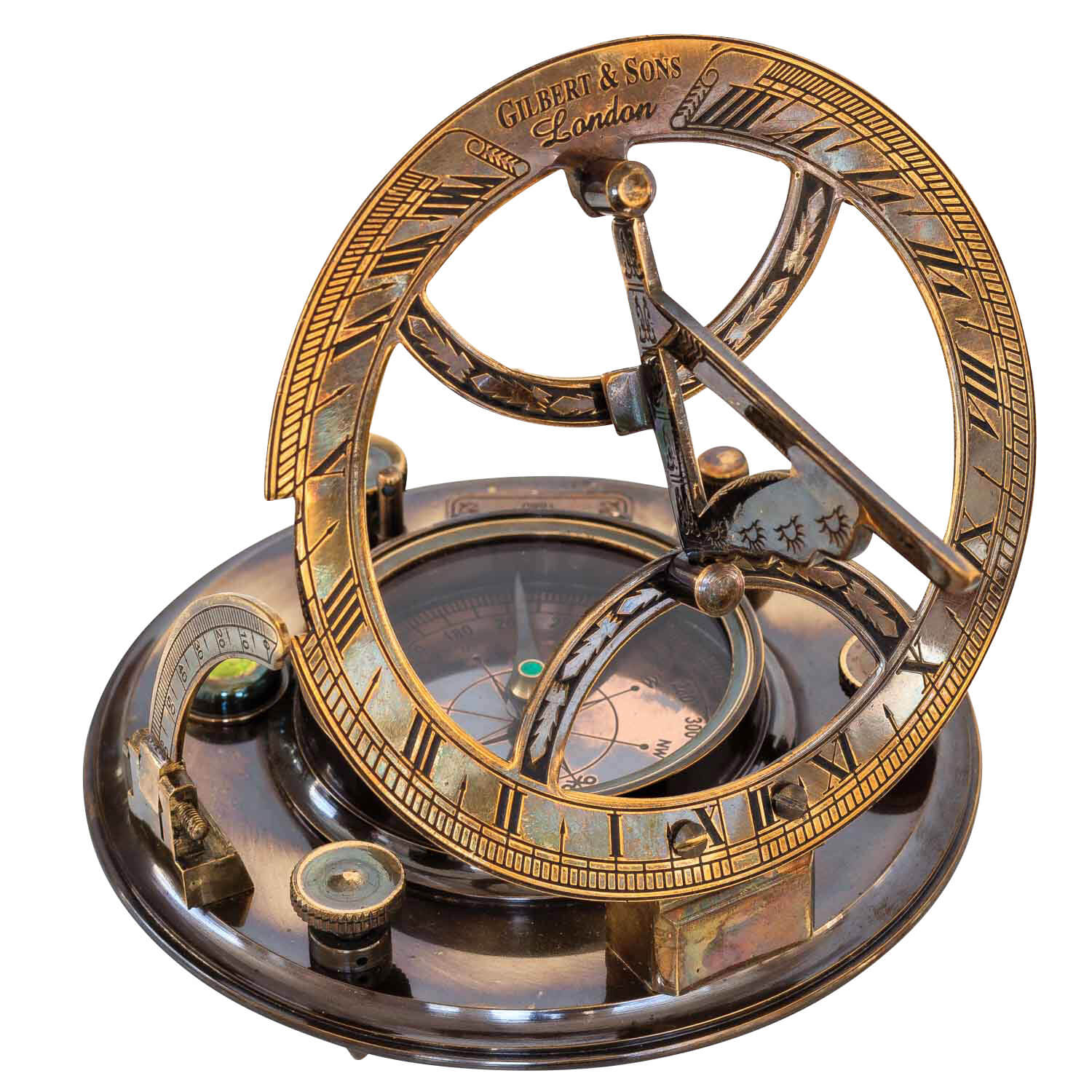 Kompass Maritim Schiff Dekoration Navigation Messing Glas Antik-Stil Replik 13cm