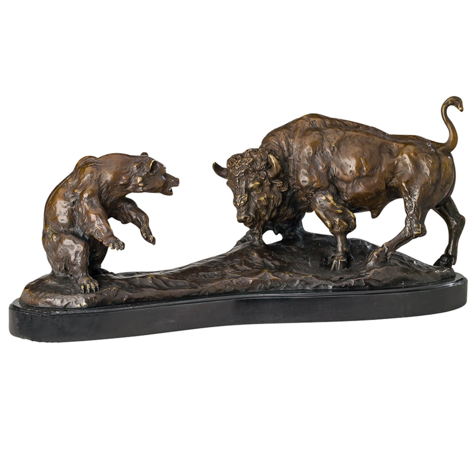 Bronze Bär und Stier 50cm Bronzefigur Bronzeskulptur antik Stil sculpture bear