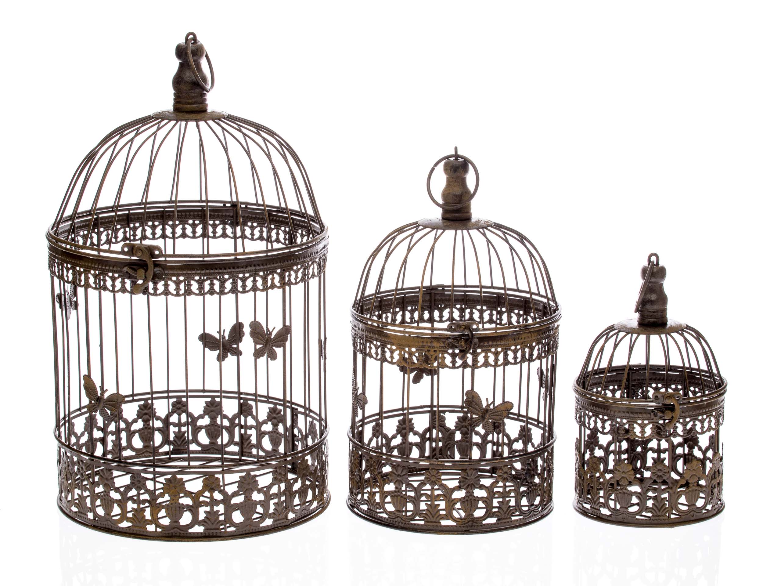 3 Vogelkäfige Vogel Käfig Deko Antik Stil Metall braun bird cage Dekokäfig