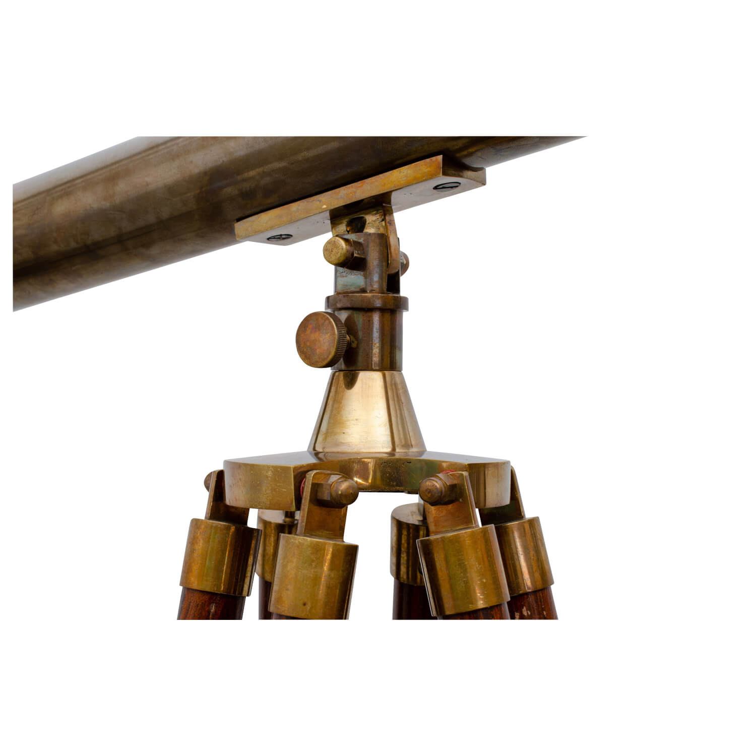 Teleskop Fernrohr Fernglas Messing brüniert mit Holz-Stativ 100cm Antik-Stil