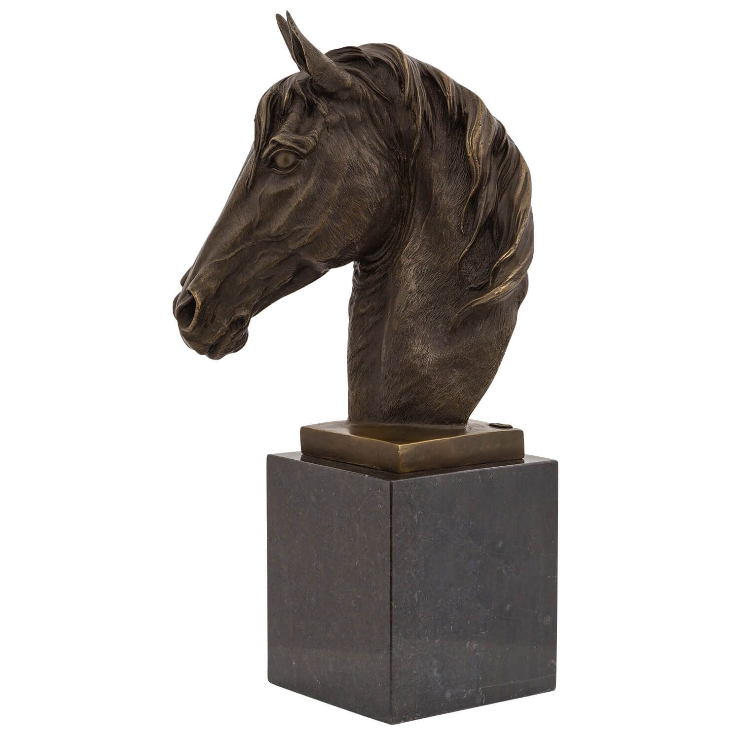 Bronzeskulptur Pferd 44cm Büste Pferdekopf Statue Bronzefigur Bronze Antik-Stil