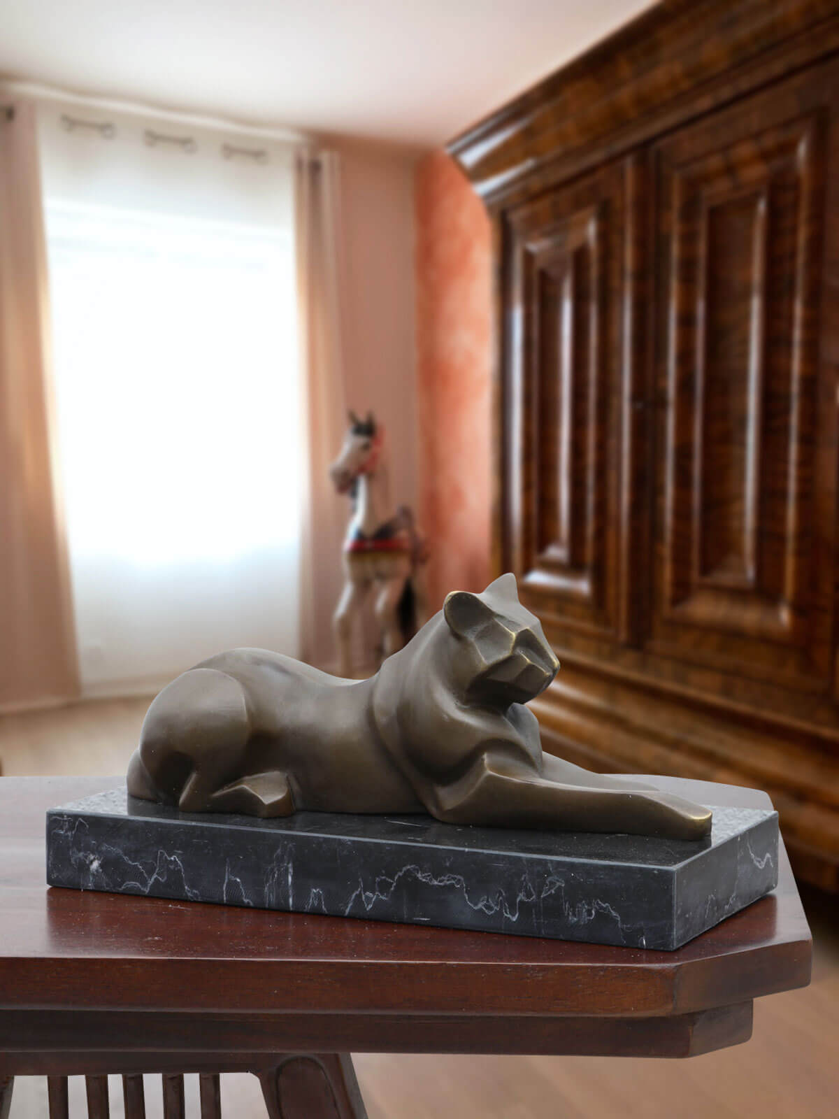 Bronzeskulptur Katze im Antik-Stil Bronze Figur Statue 26cm