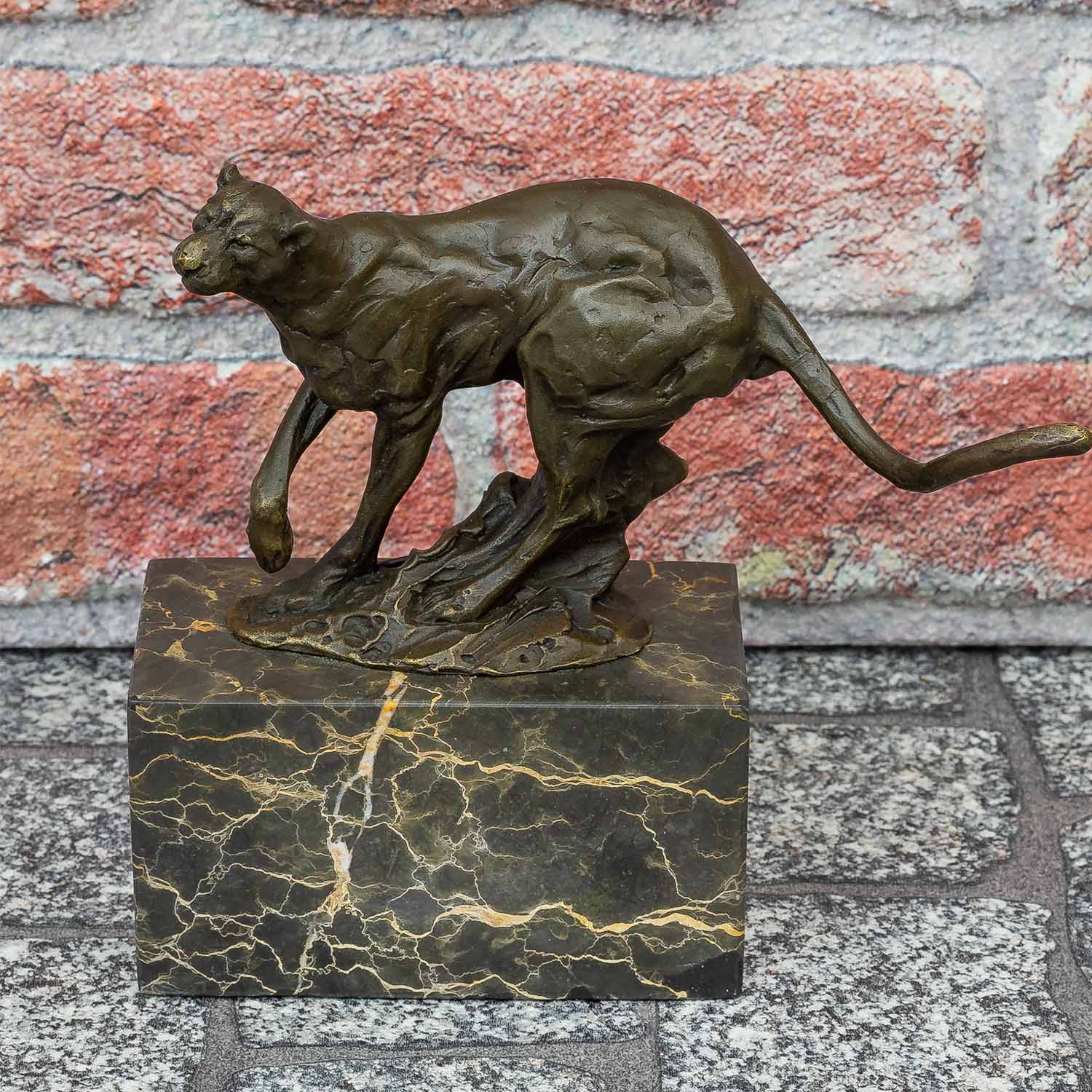 Bronzeskulptur Puma Raubkatze im Antik-Stil Bronze Figur 20cm
