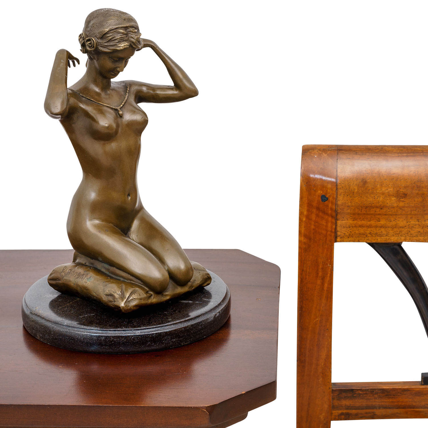 Bronzefigur kniende Frau nach Paul Ponsard Bronze Skulptur 28cm Replik Kopie