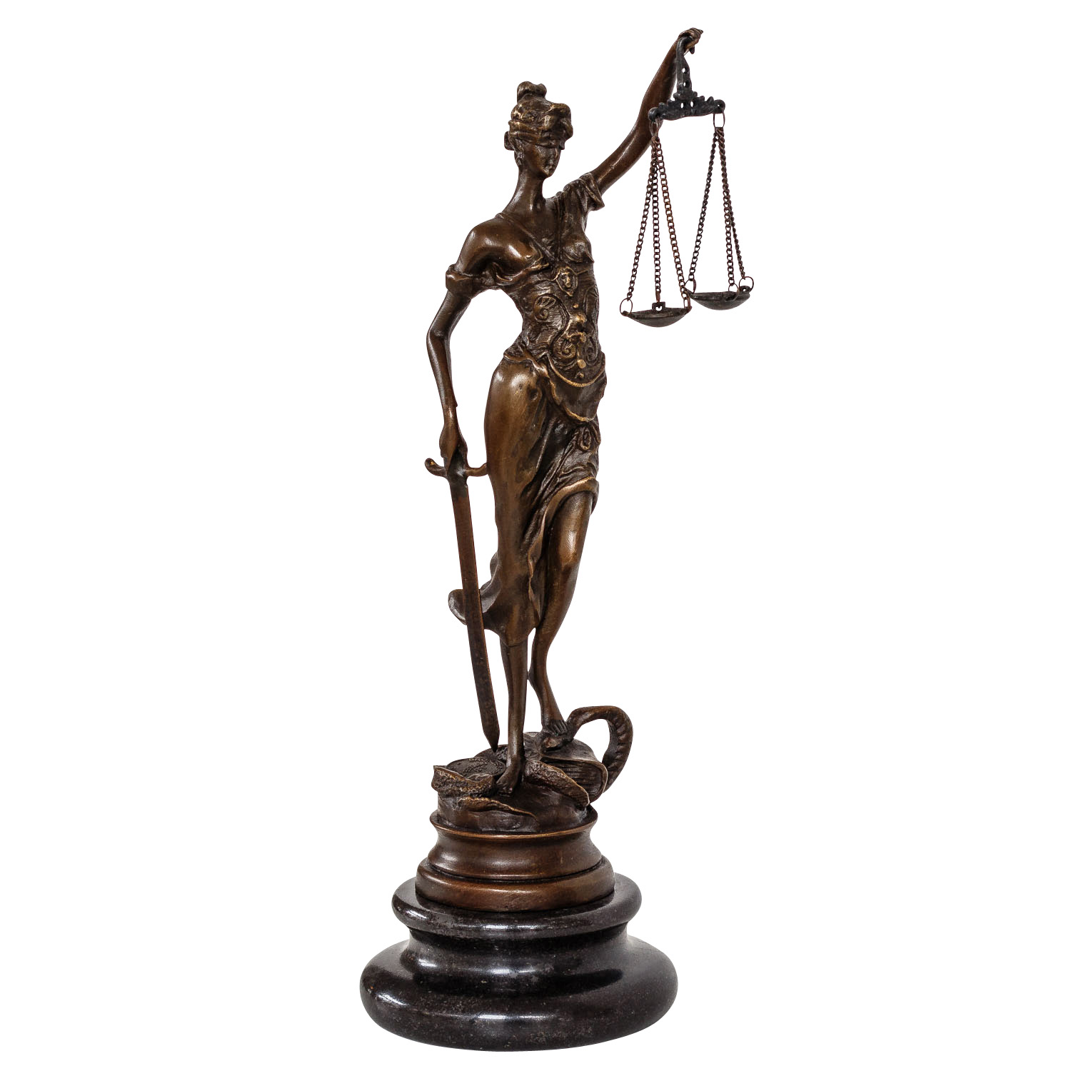 Bronzeskulptur Justitia Justizia Bronzefigur Bronze Figur Skulptur Antik-Stil