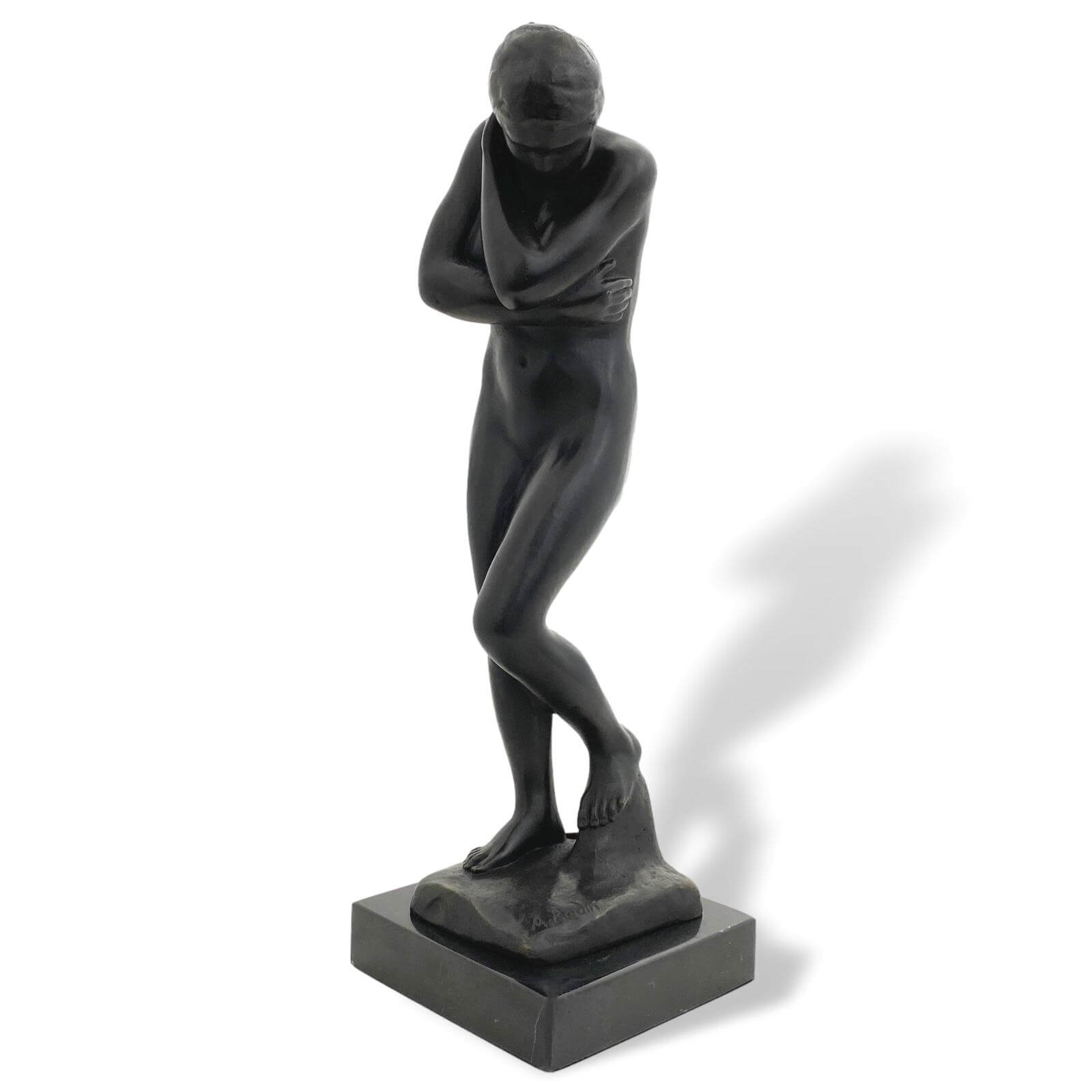 Bronzefigur nach Rodin Eva Figur Garten Eden Bronze Skulptur Antik-Stil 30cm Akt