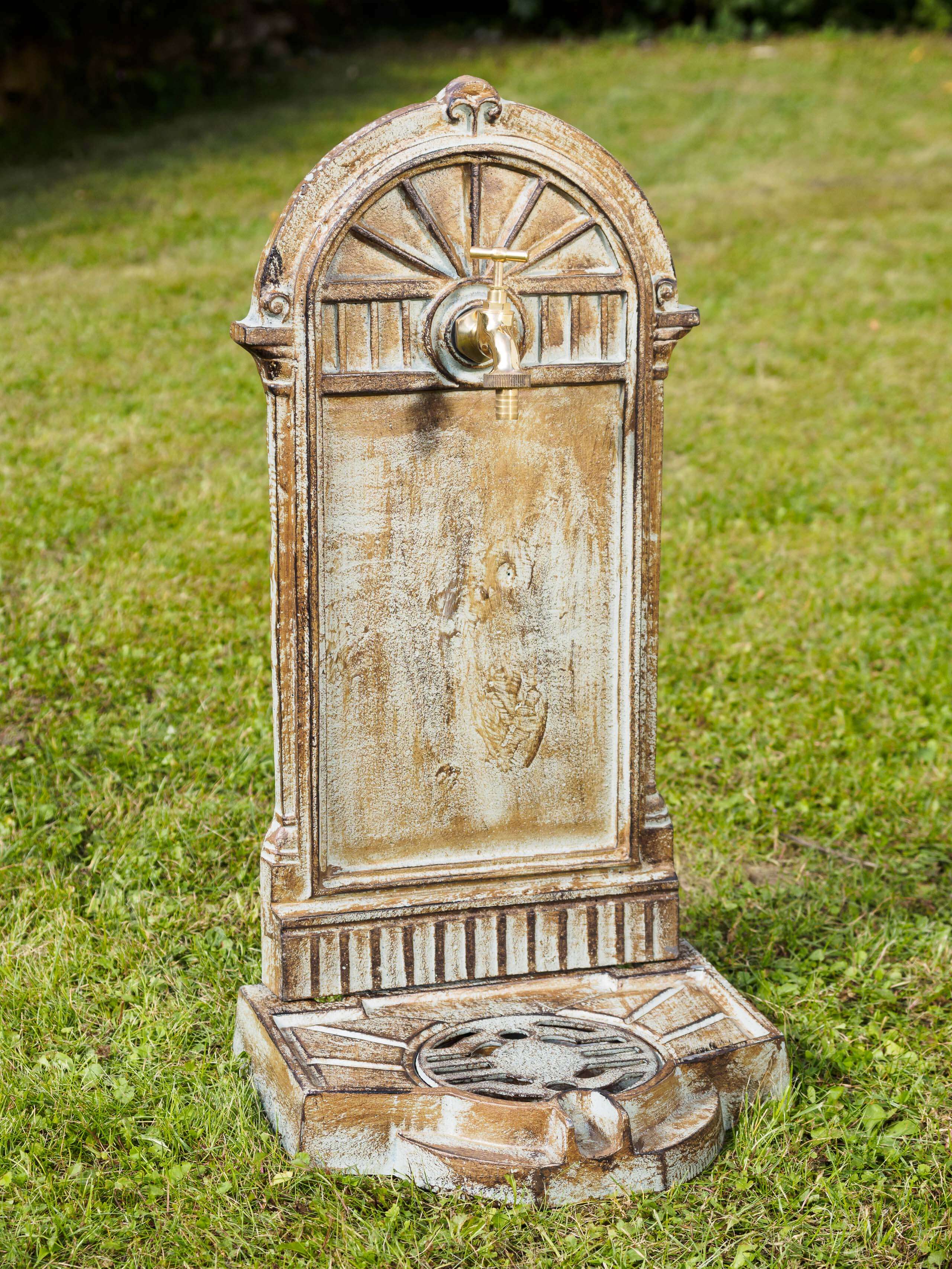 Standbrunnen 64cm Waschbecken 11kg Brunnen Eisen grün Wandbrunnen Antik-Stil