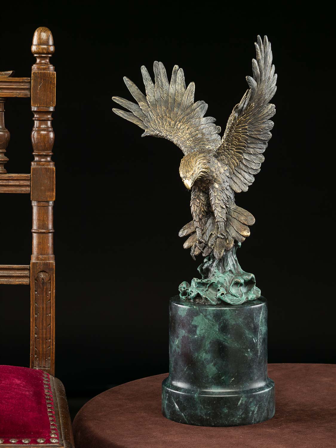 Bronzeskulptur Adler Greifvogel Bronze Figur Skulptur 48cm sculpture eagle