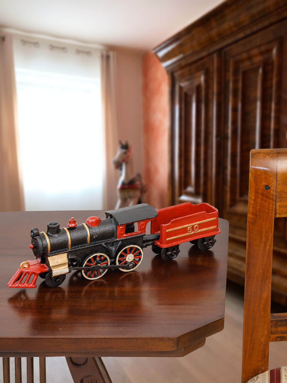 Modellbahn Eisenbahn Lok Anhänger Zug Gusseisen Antik Stil 29cm