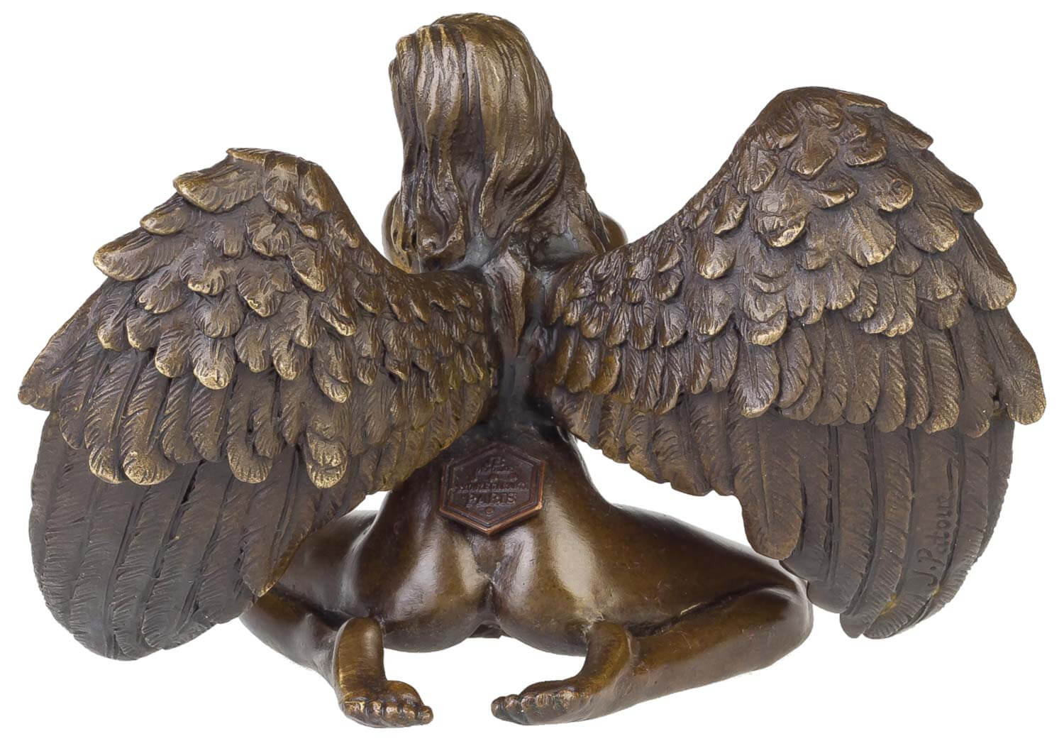 Bronzeskulptur Bronze Figur Bronzefigur Engel Akt Frau Skulptur Antik-Stil