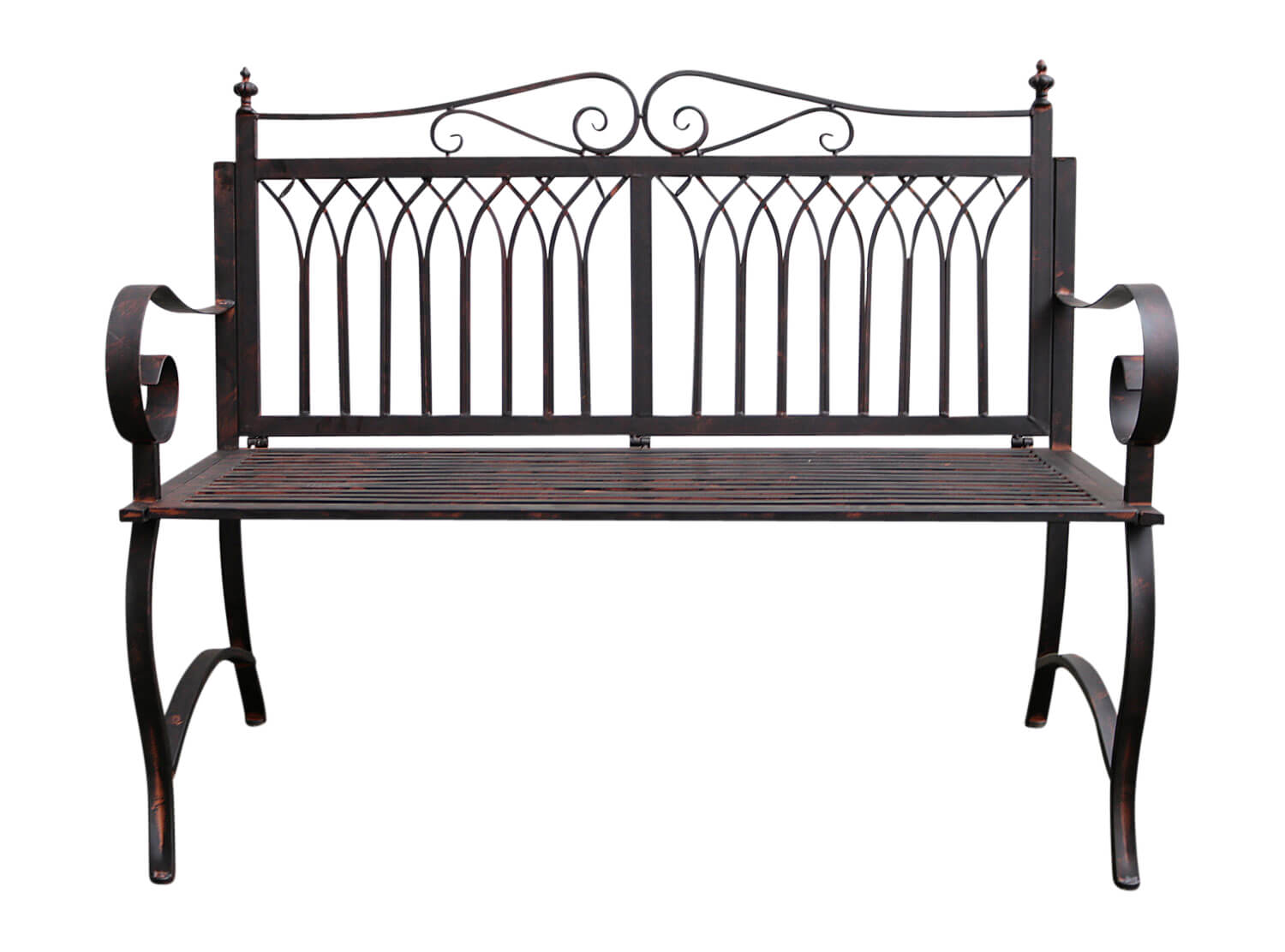 Gartenbank Bank Antik-Stil Garten Metall Eisen braun Gartenmöbel Parkbank 119cm